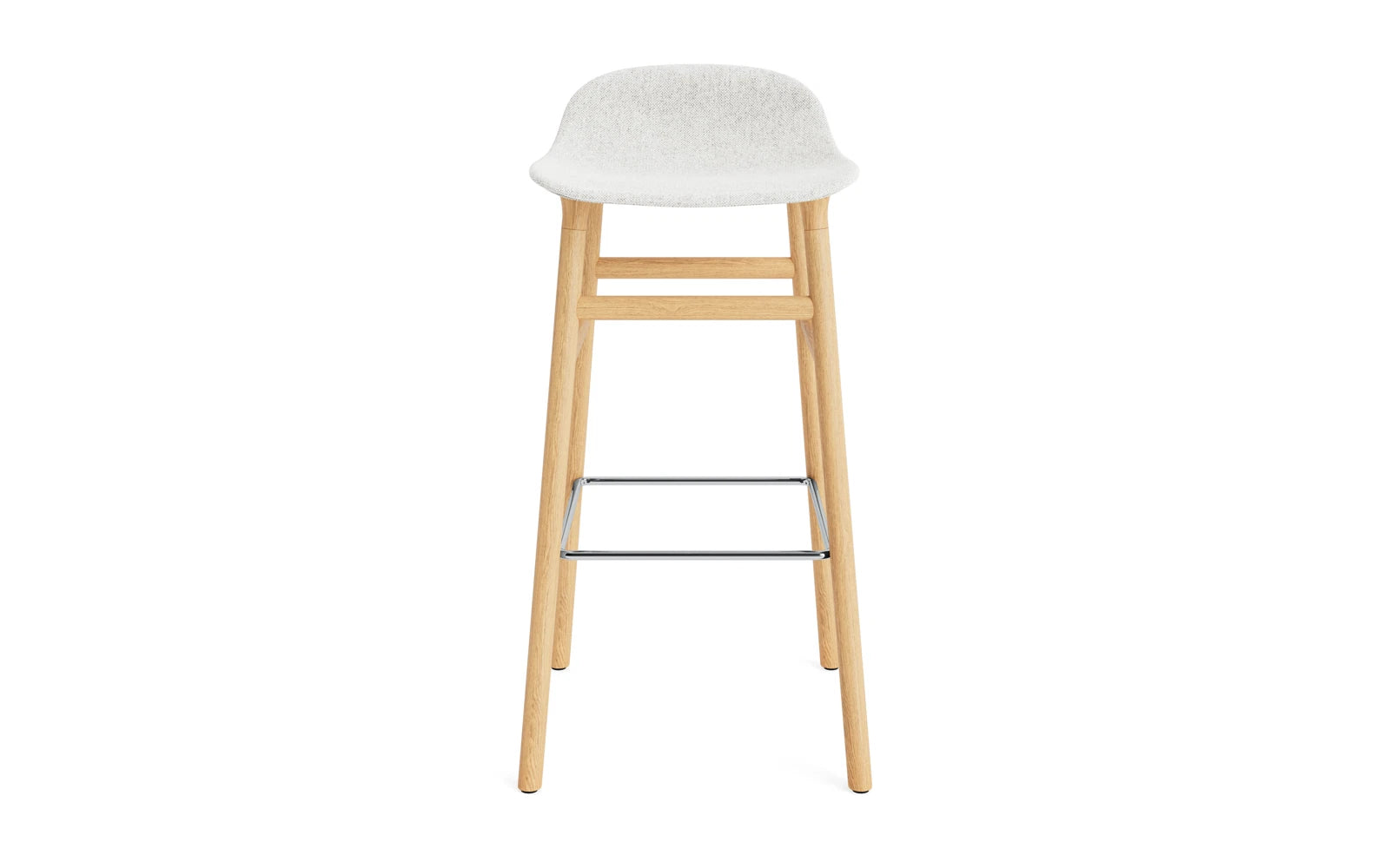 Stilvoller Form Barstuhl 75 cm aus Eiche, gepolstert mit hochwertigem Hallingdal-Stoff. Perfekt für zeitgemäße Wohnkonzepte und höchsten Komfort.
