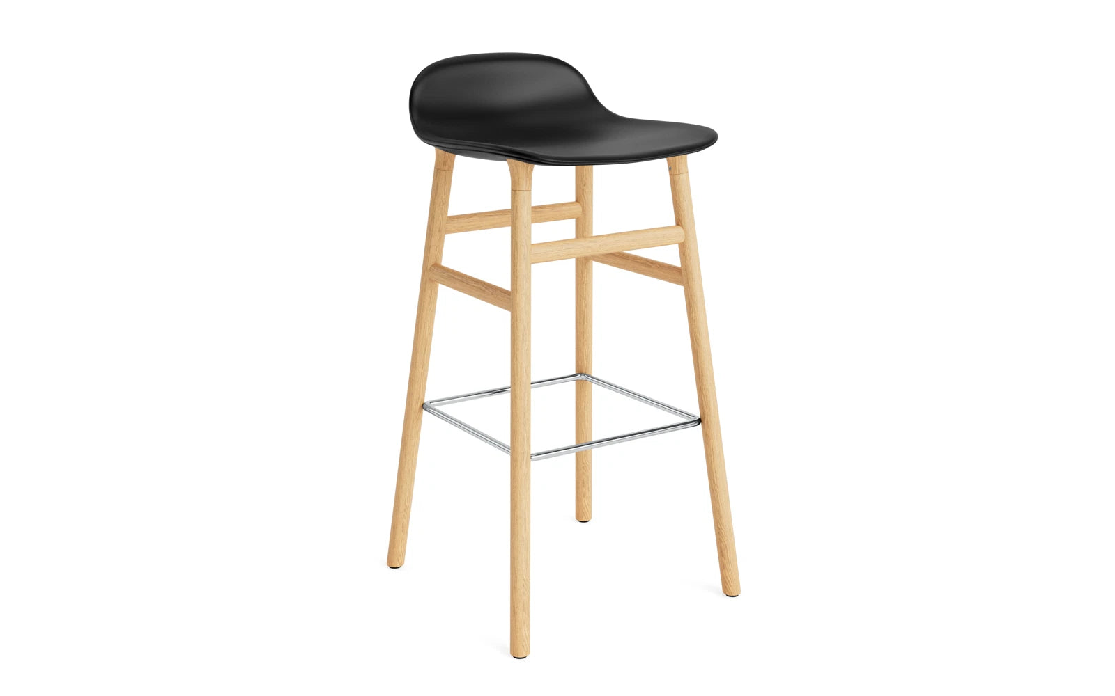 Moderner Barstuhl von Normann Copenhagen, 75 cm hoch, mit hochwertiger Polsterung und Eichenholz für zeitgemäßes Design und Komfort.