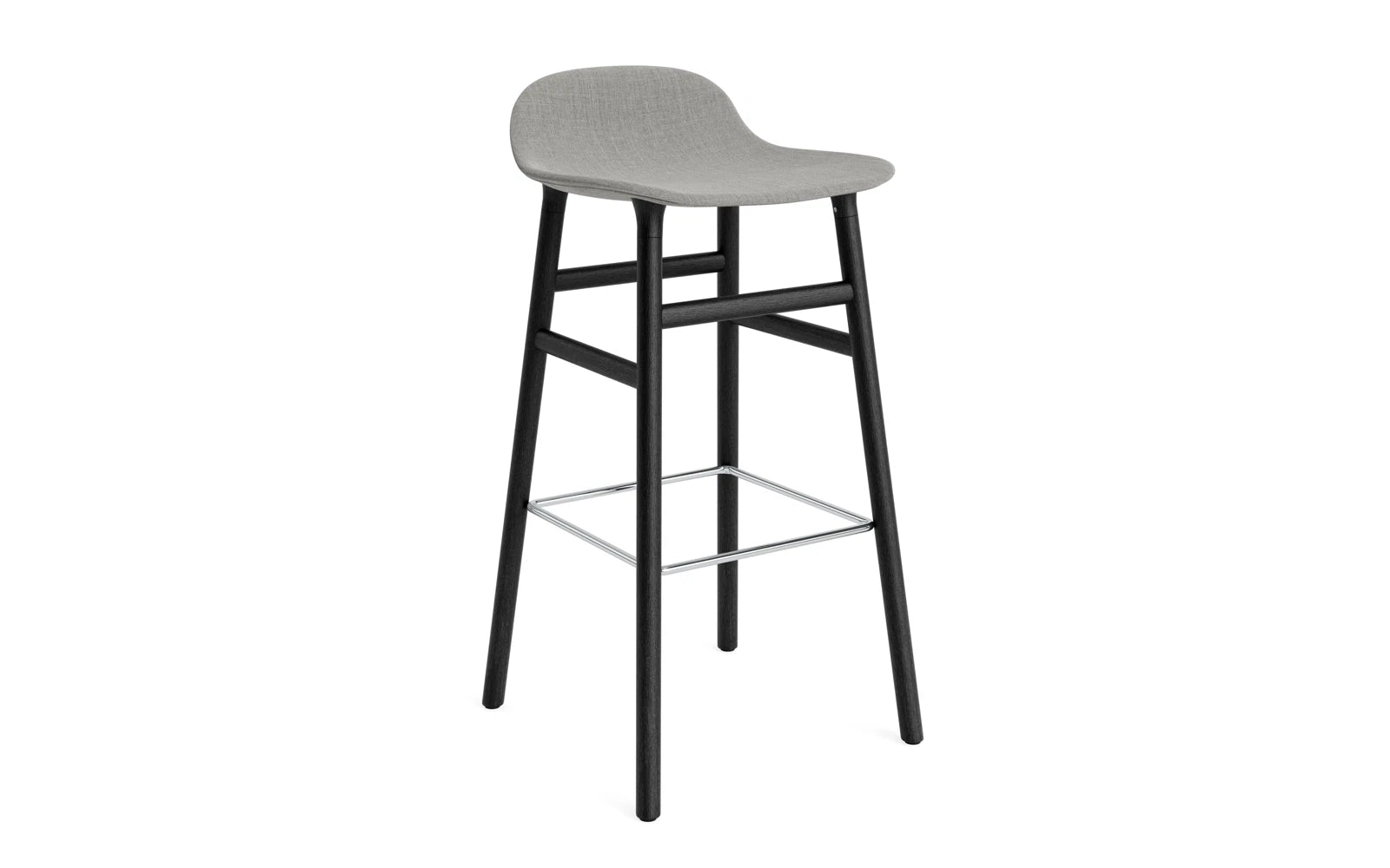 Eleganter gepolsterter Barstuhl aus schwarzer Eiche, 75 cm hoch, ideal für stilvolle Bars und moderne Wohnräume.