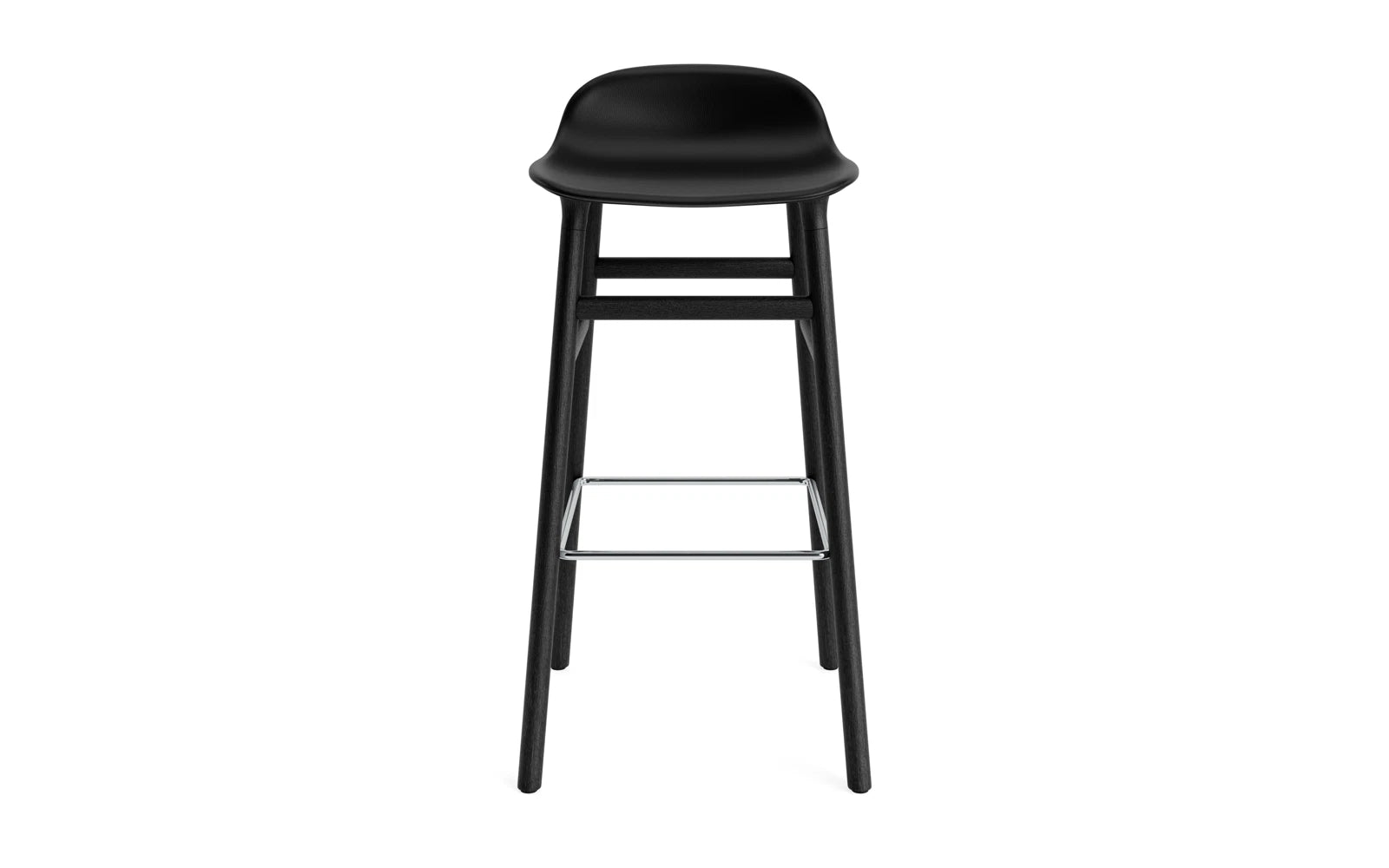 Eleganter Barstuhl mit 75 cm Sitzhöhe, gepolstert in schwarzem Eiche Ultra Leder – perfekt für stilvolle Innenräume und moderne Bars.