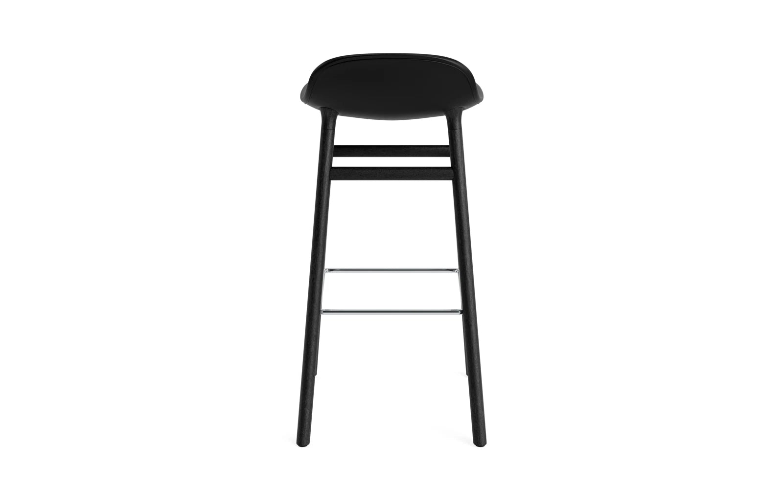 Eleganter Barstuhl mit 75 cm Sitzhöhe, gepolstert in edlem schwarzem Eiche Ultra Leder – perfekt für stilvolle Bars und moderne Wohnkonzepte.