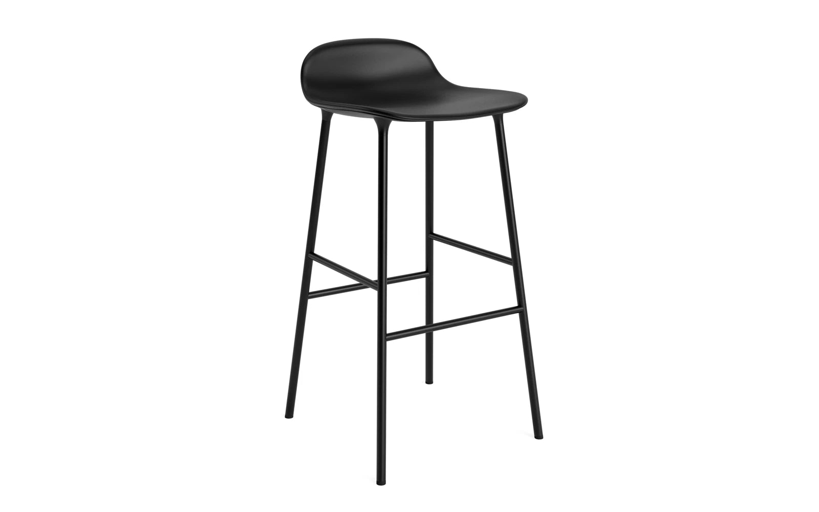 Entdecken Sie den Form Barstuhl 75 cm von Normann Copenhagen: gepolstert, aus schwarzer Eiche und Ultra Leder – stilvoll und bequem für jeden Raum.