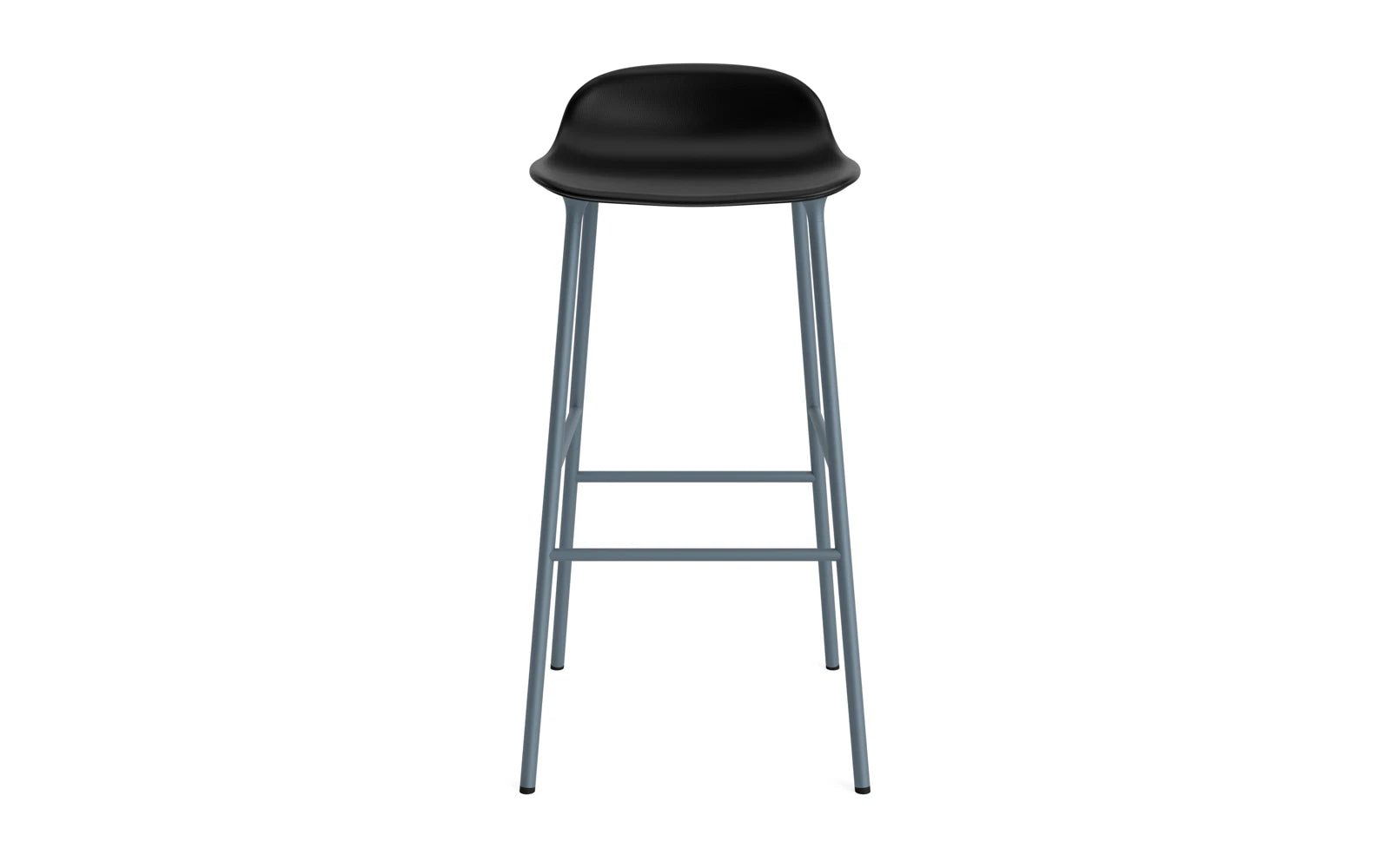 Eleganter Form Barstuhl mit 75 cm Höhe, gepolstert in einem ansprechenden Blau, perfekt für stilvolle Bars und Essbereiche.