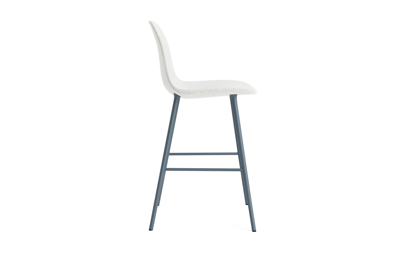 Eleganter Barstuhl mit 65 cm Höhe, gepolstert in einem ansprechenden Blauton, stabiler Stahlrahmen – perfekt für stilvolle Einrichtungen.