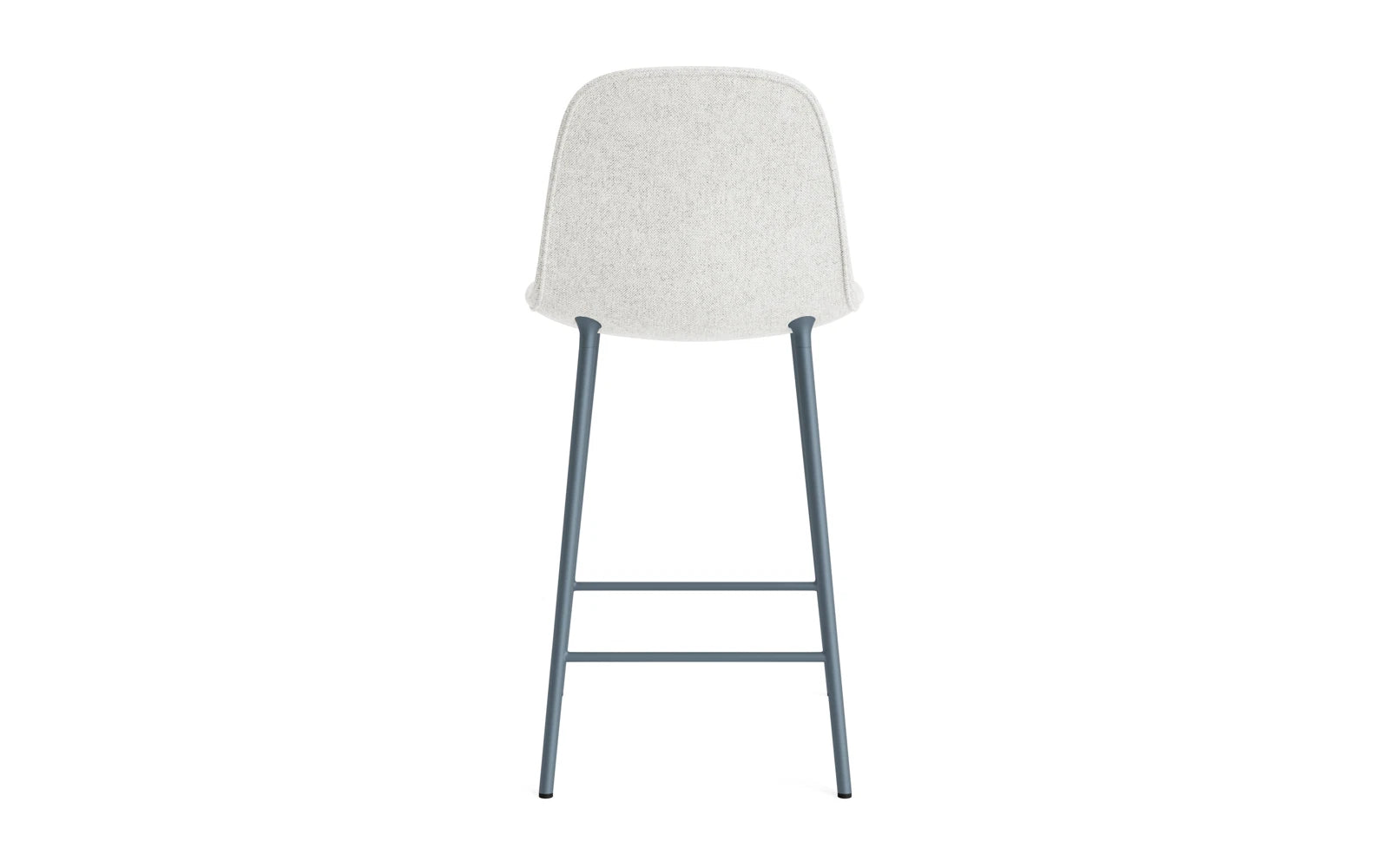 Stylischer Barstuhl mit 65 cm Sitzhöhe, gepolstert in edlem Blau und robustem Stahl, ideal für zeitgemäße Wohnräume.