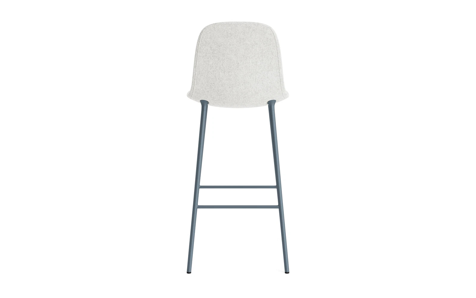 Eleganter gepolsterter Barstuhl in Blau mit 75 cm Höhe, gefertigt aus robustem Stahl und hochwertigem Hallingdal-Stoff von Normann Copenhagen.