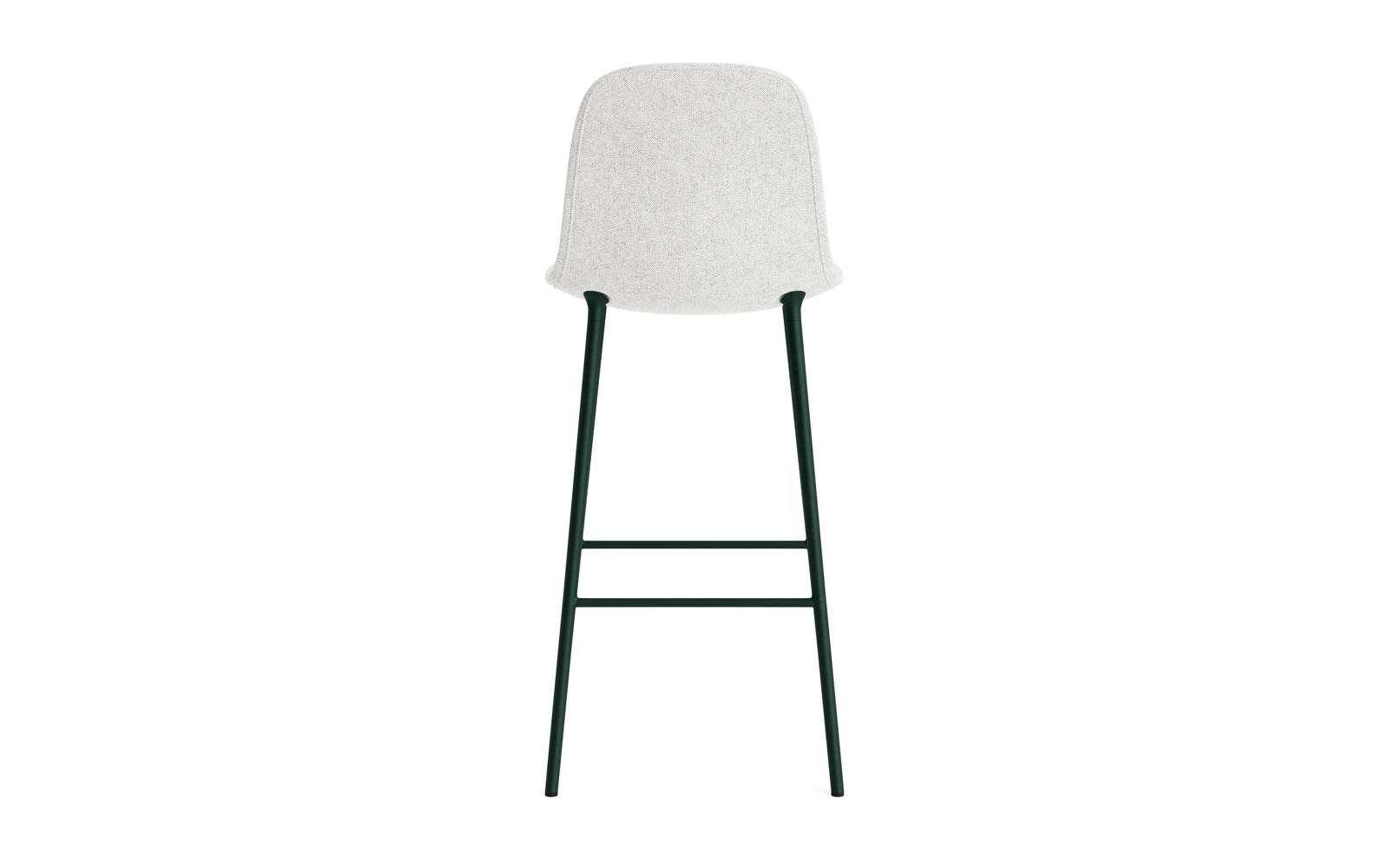 Eleganter Barstuhl mit 75 cm Sitzhöhe, gepolstert in grünem Hallingdal-Stoff, robustes Stahlgestell für zeitgemäßen Stil und Bequemlichkeit.