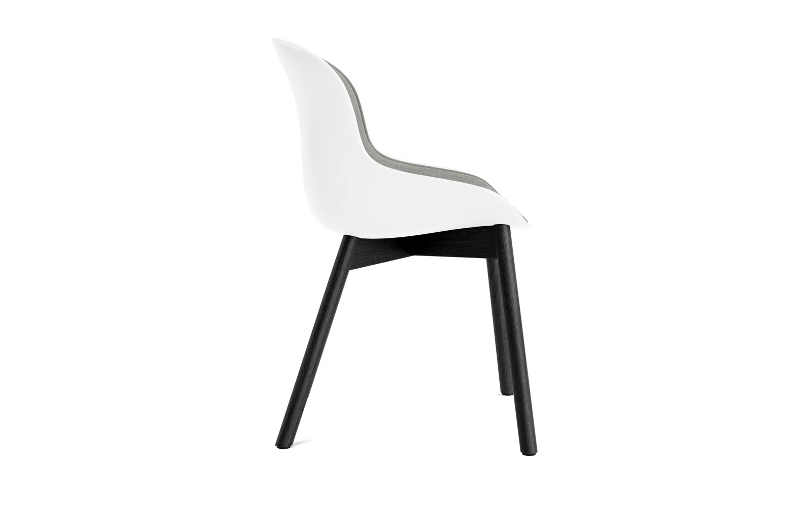 Eleganter Hyg Stuhl von Normann Copenhagen, gefertigt aus schwarzer Eiche und ausgestattet mit einem komfortablen Polster in Weiß/Remix.