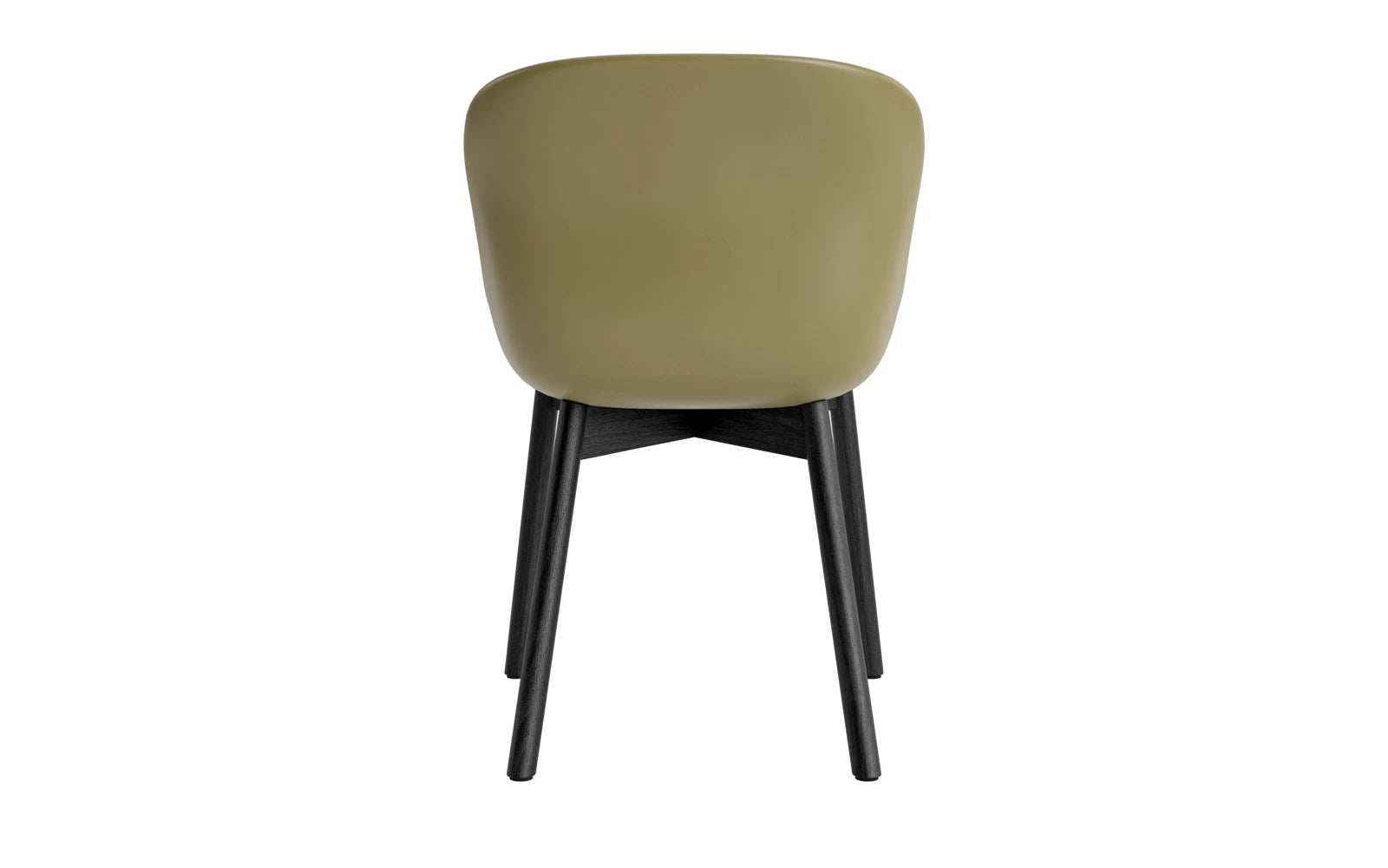 Entdecken Sie den Hyg Stuhl von Normann Copenhagen: Stilvolles Design aus schwarzer Eiche mit einem eleganten Bezug in Olive/Hallingdal.