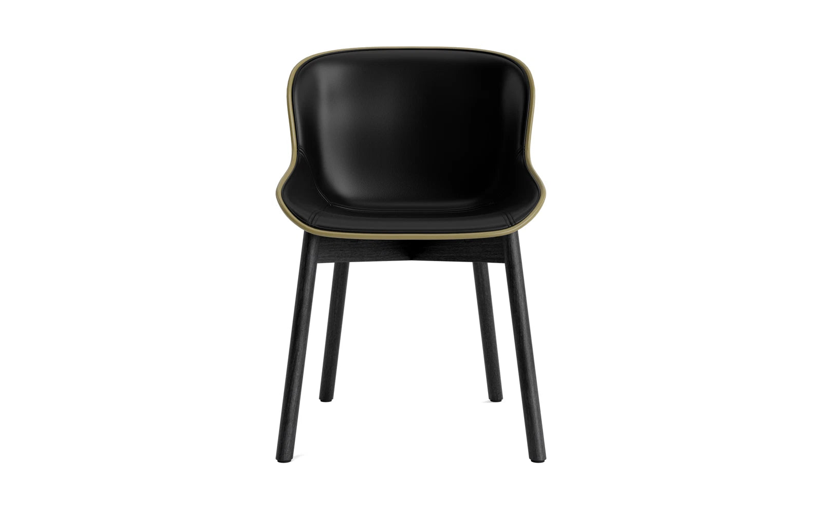 Entdecken Sie den Hyg Stuhl von Normann Copenhagen: Stilvolle schwarze Eiche trifft auf gemütliche Olive/Ultra Polsterung für modernes skandinavisches Flair.