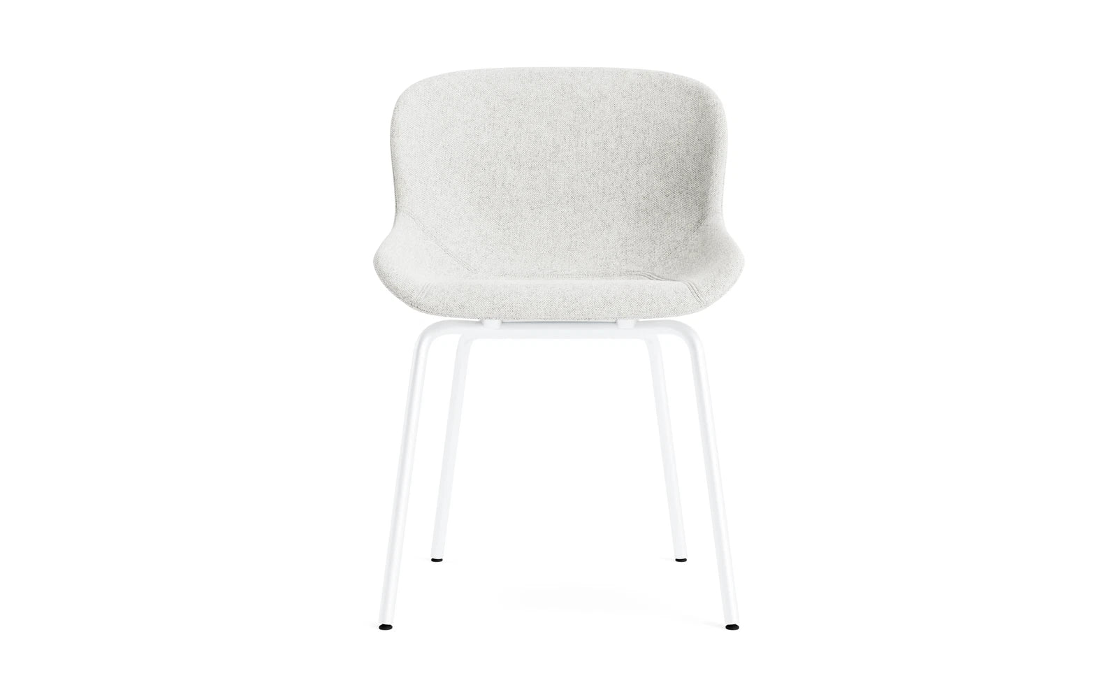 Eleganter Hyg Stuhl von Normann Copenhagen in Weiß, gepolstert und mit stabilem Stahlgestell – ideal für modernes Wohnen.