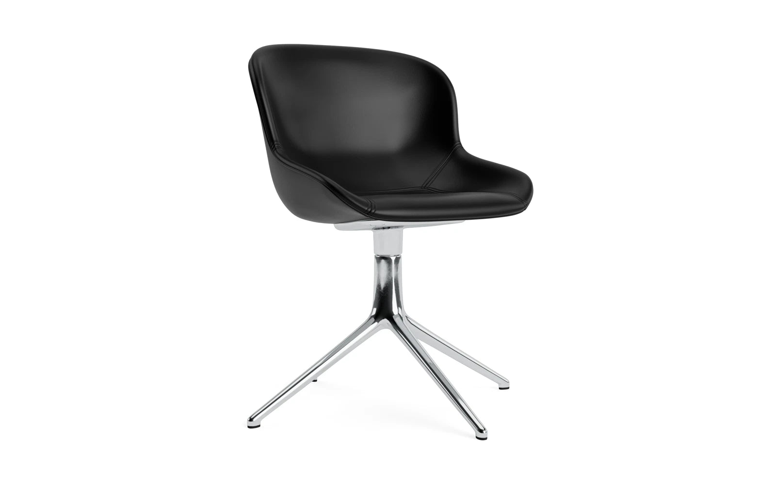 Moderner Hyg Drehstuhl von Normann Copenhagen, gepolstert mit hochwertigem Ultra-Leder und stabiler Aluminiumstruktur, ideal für stilvolle Innenräume.
