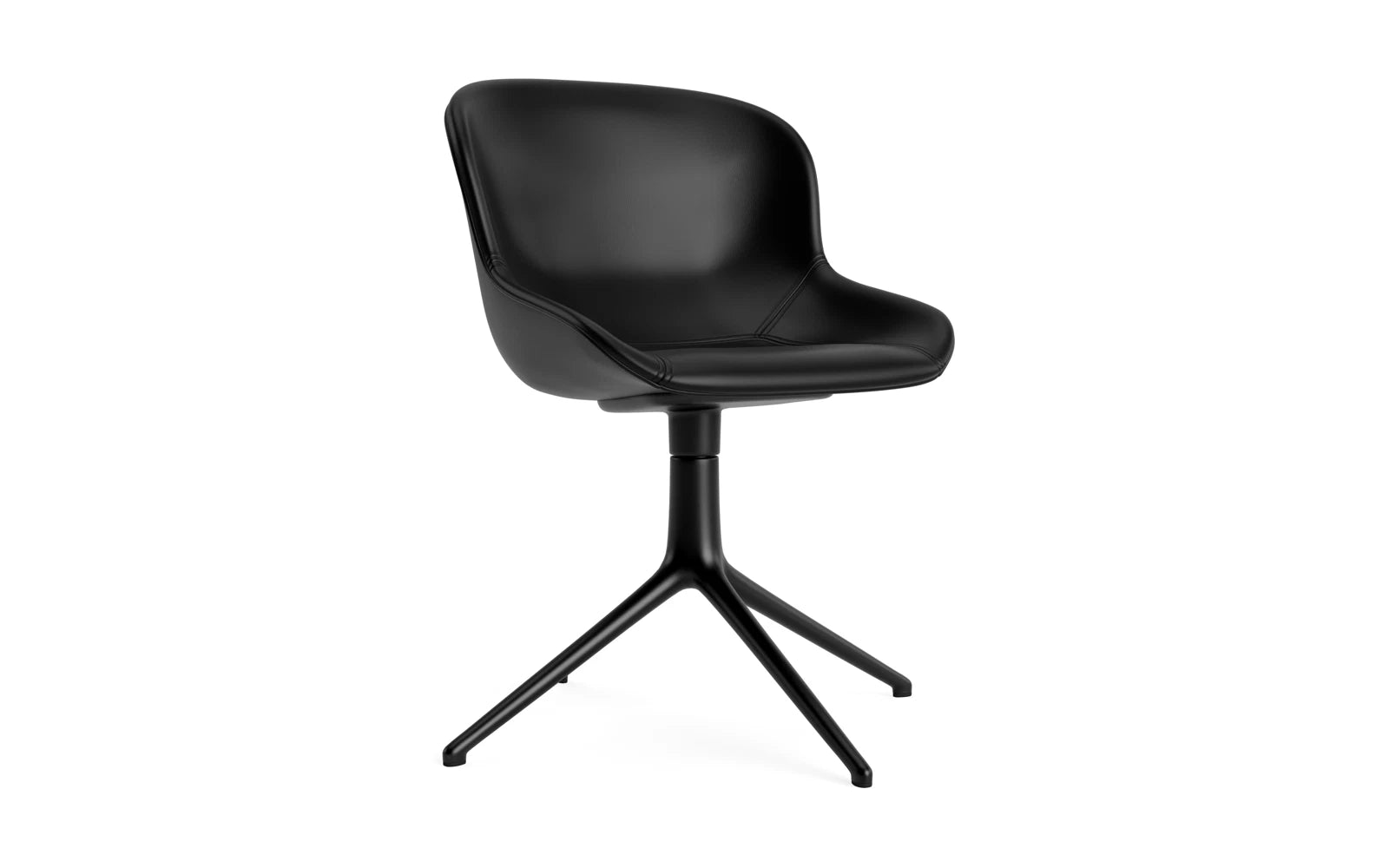Eleganter Hyg Drehstuhl in Schwarz mit gepolstertem Ultra-Leder und Aluminiumgestell, perfekt für moderne Wohnräume und stilvolle Akzente.