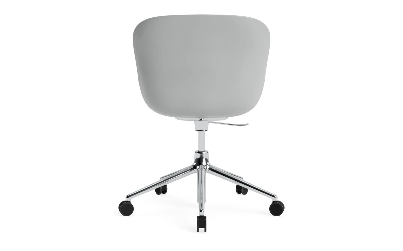 Eleganter Hyg Drehstuhl in Grau/Remix von Normann Copenhagen, mit komfortablem Frontpolster, 5 Rollen und höhenverstellbarem Gaslift für optimalen Sitzkomfort.