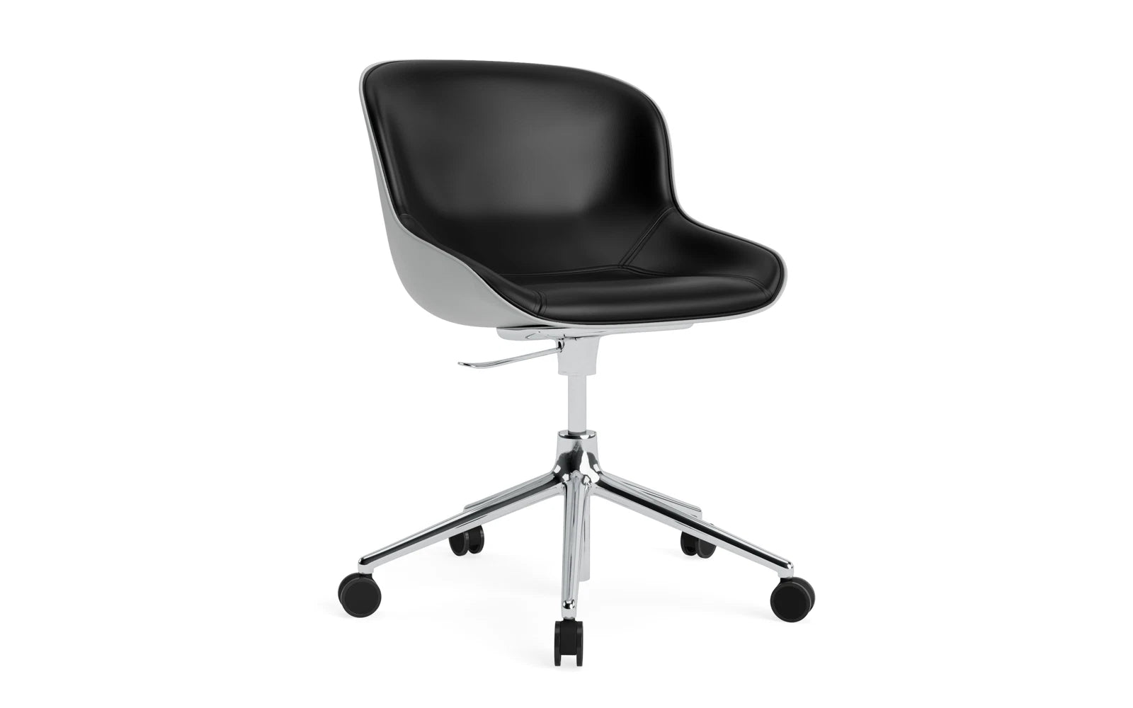 Hyg Drehsessel mit 5 Rollen Gas Lift Frontpolster Alu Grau/Ultra in Ultra 41599 präsentiert im Onlineshop von KAQTU Design AG. Sessel ist von Normann Copenhagen