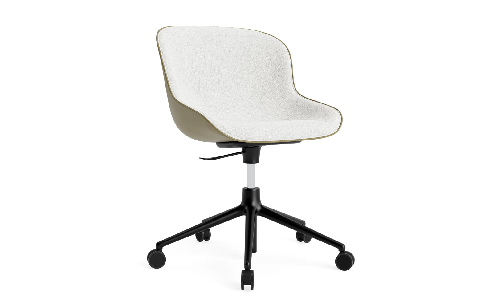Hyg Drehsessel mit 5 Rollen Gas Lift Frontpolster Schwartz Alu Olive /Hallingdal in Hallingdal 110 präsentiert im Onlineshop von KAQTU Design AG. Sessel ist von Normann Copenhagen