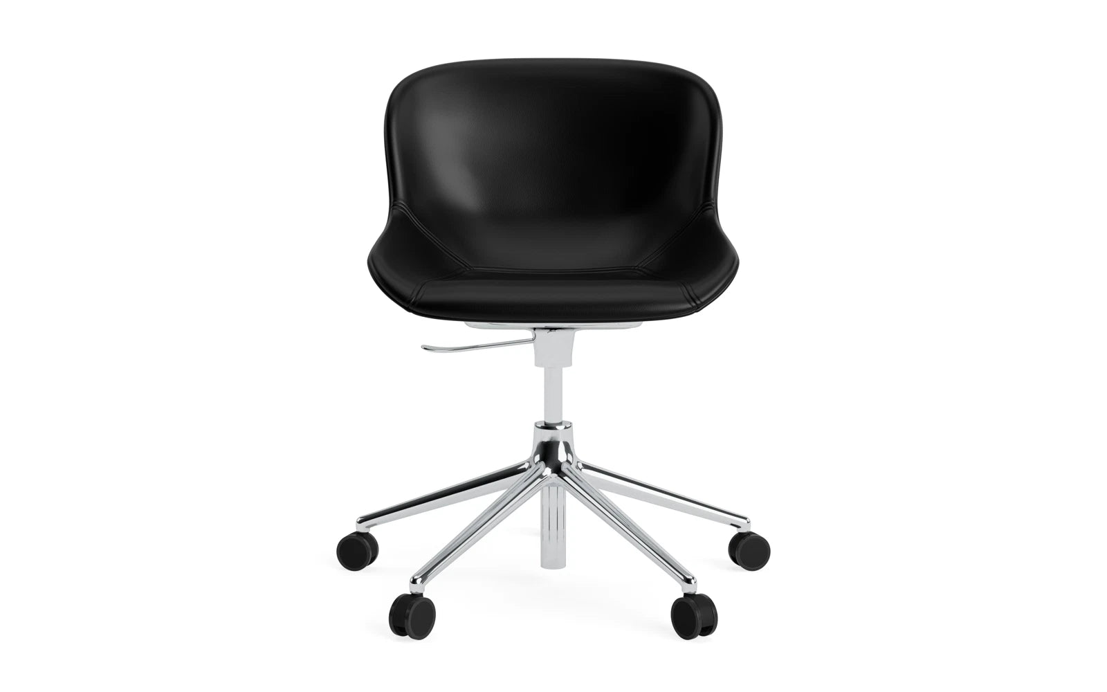 Moderner Hyg Drehstuhl mit Rollen, vollgepolstert in hochwertigem Ultra-Leder, perfekt für stilvolle Büros und Wohnräume.