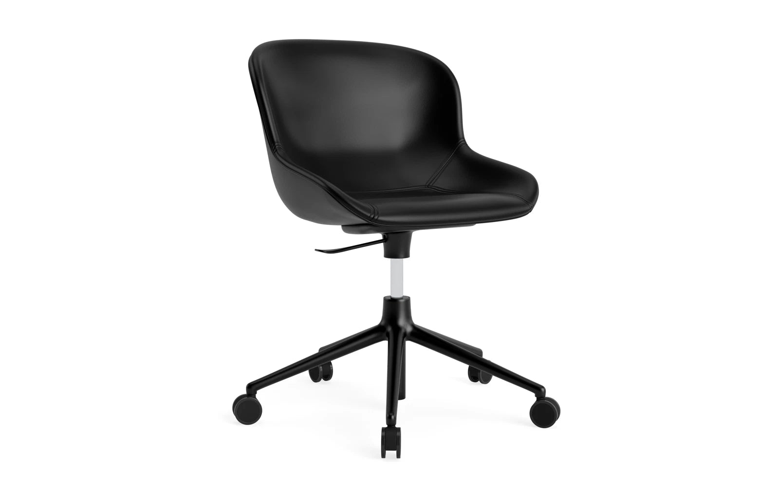 Hyg Drehsessel mit Rollen Vollpolster schwarz aluminum Ultra leder in Ultra 41599 präsentiert im Onlineshop von KAQTU Design AG. Sessel ist von Normann Copenhagen