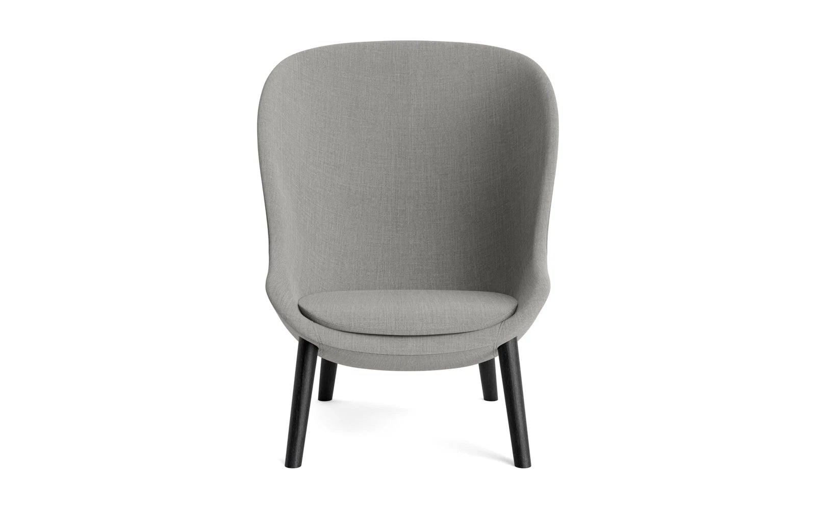 Eleganter Hyg Lounge-Sessel in edler hochschwarzer Eiche, gepolstert mit feinem Remix-Stoff für zeitgemäßen Komfort und Design.