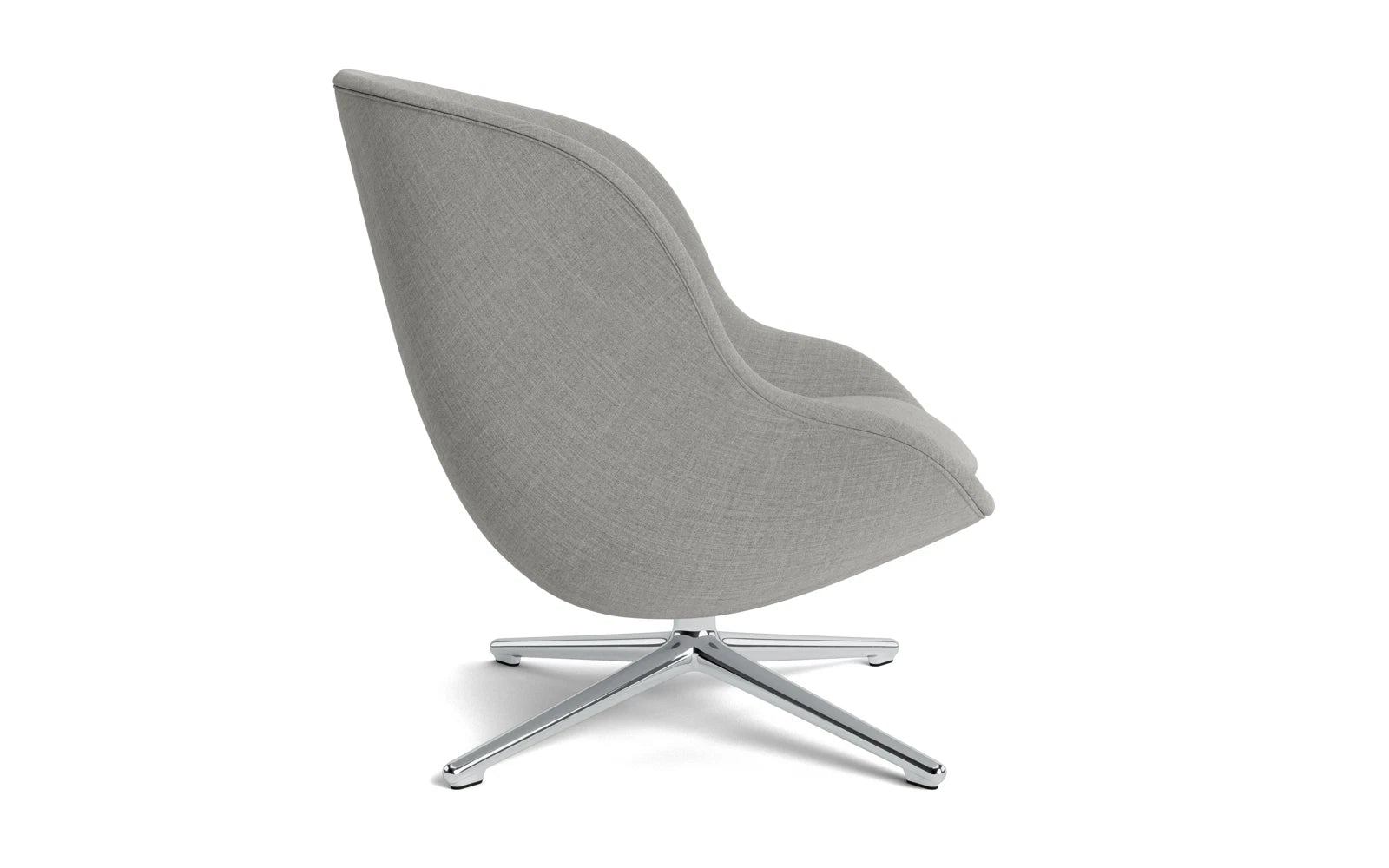 Moderner Hyg Lounge-Sessel mit niedrigem Profil und drehbarem Aluminiumgestell, perfekt für stilvolle Entspannung in jedem Raum.