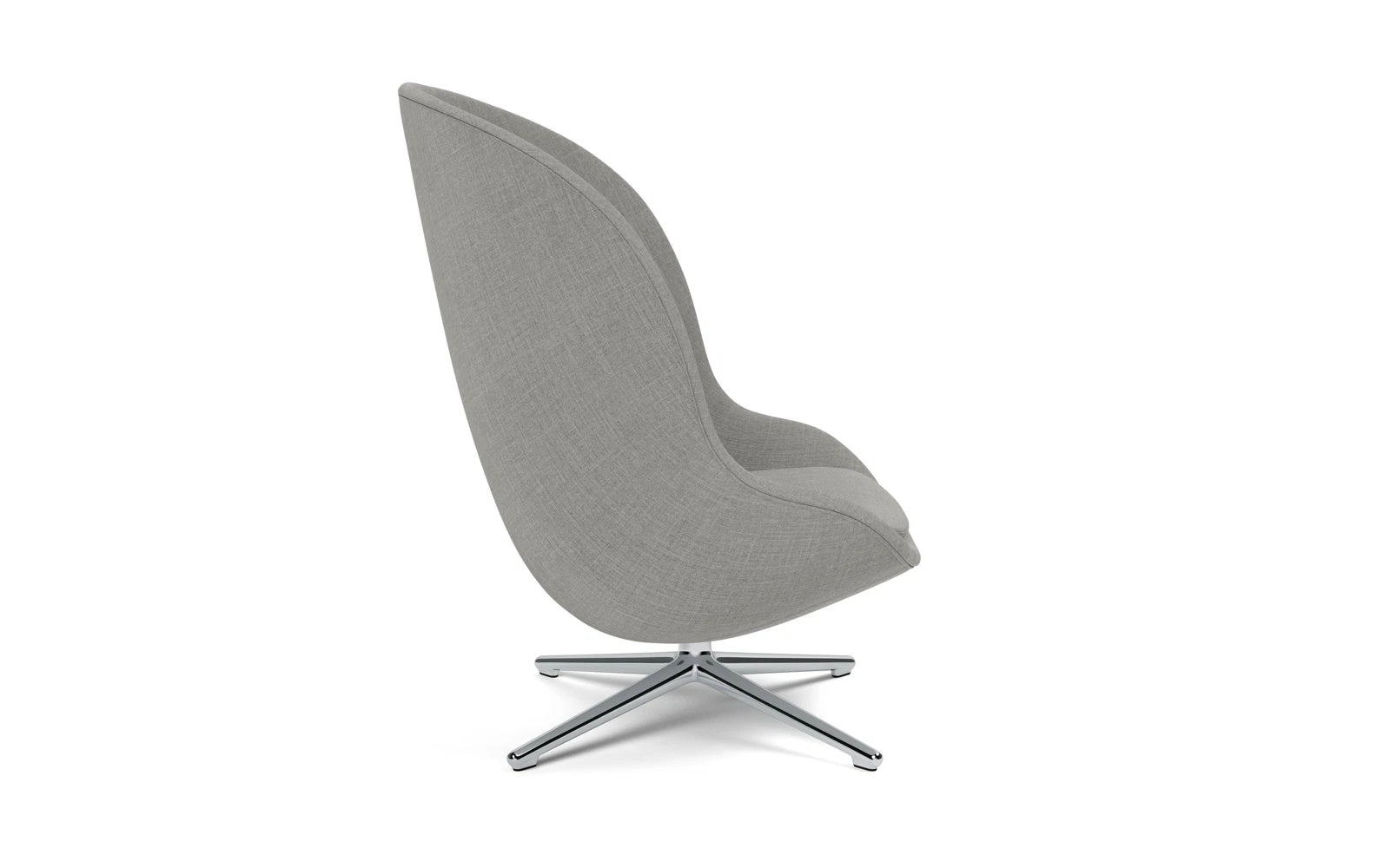 Entdecken Sie den stilvollen Hyg Lounge-Sessel von Normann Copenhagen: Hoch, drehbar und aus langlebigem Aluminium für modernes Wohndesign.