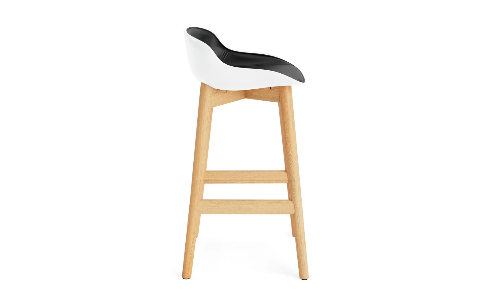 Moderner Hyg Barhocker in Eiche Weiss/Ultra, 65 cm hoch, gepolstert für Komfort, perfekt für stilvolle Bars und Essbereiche.