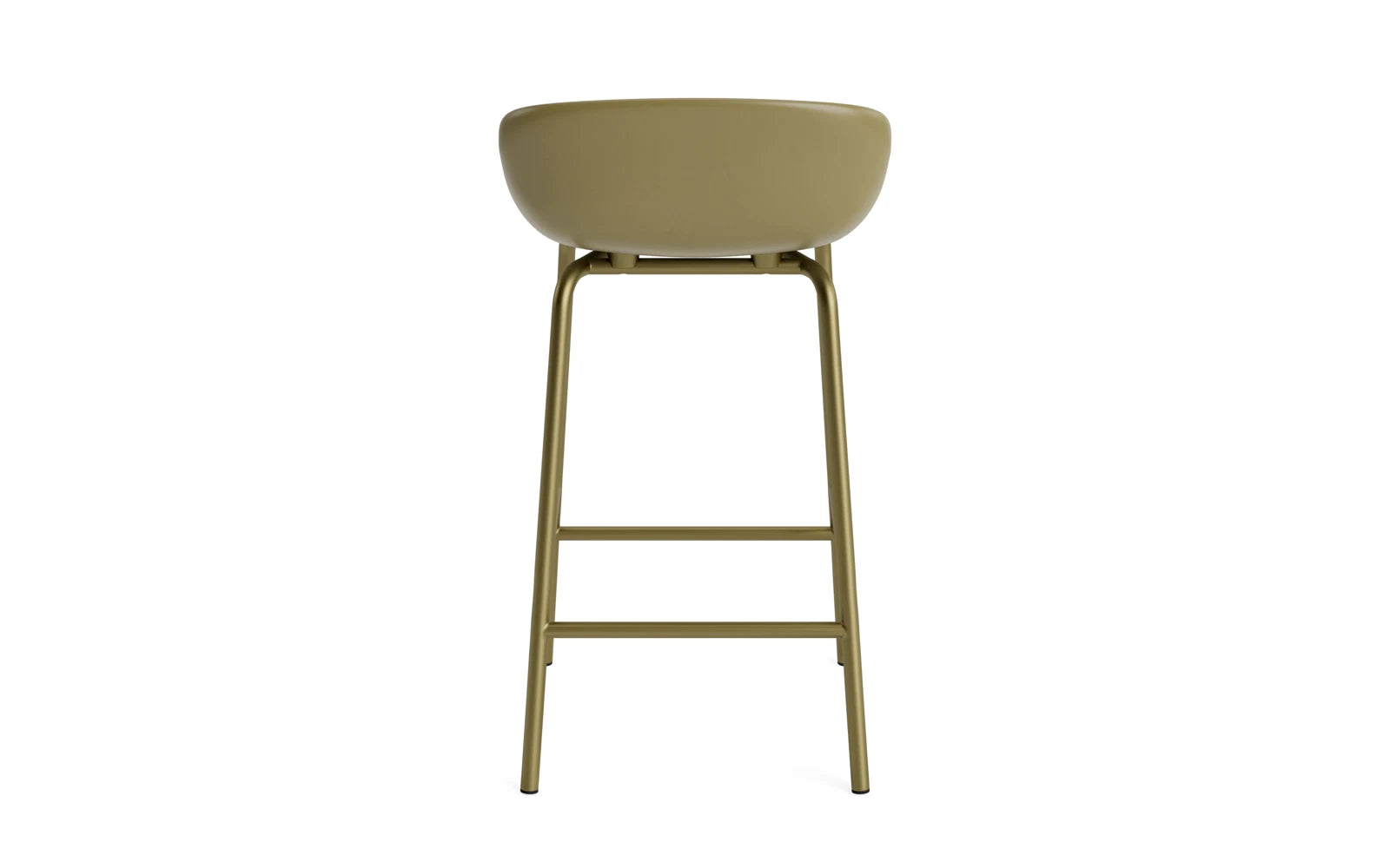 Eleganter Hyg Barhocker in Olive/Remix, 65 cm hoch, mit komfortablem Frontpolster und stabiler Stahlkonstruktion für stilvolle Barbereiche.