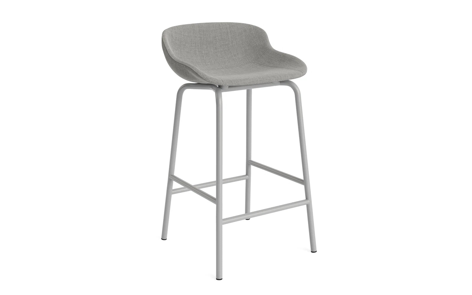 Moderner Hyg Barhocker in Grau mit Vollpolster und Stahlgestell, ideal für stilvolle Bars und gemütliche Essbereiche.