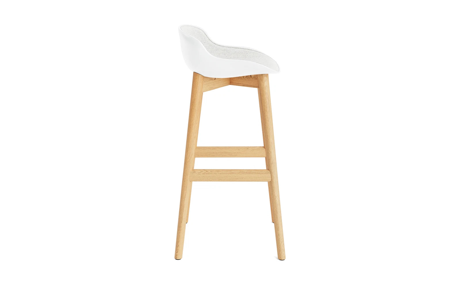 Eleganter Hyg Barhocker mit 75 cm Höhe, aus weißer Eiche und hochwertigem Hallingdal-Polster für optimalen Sitzkomfort.