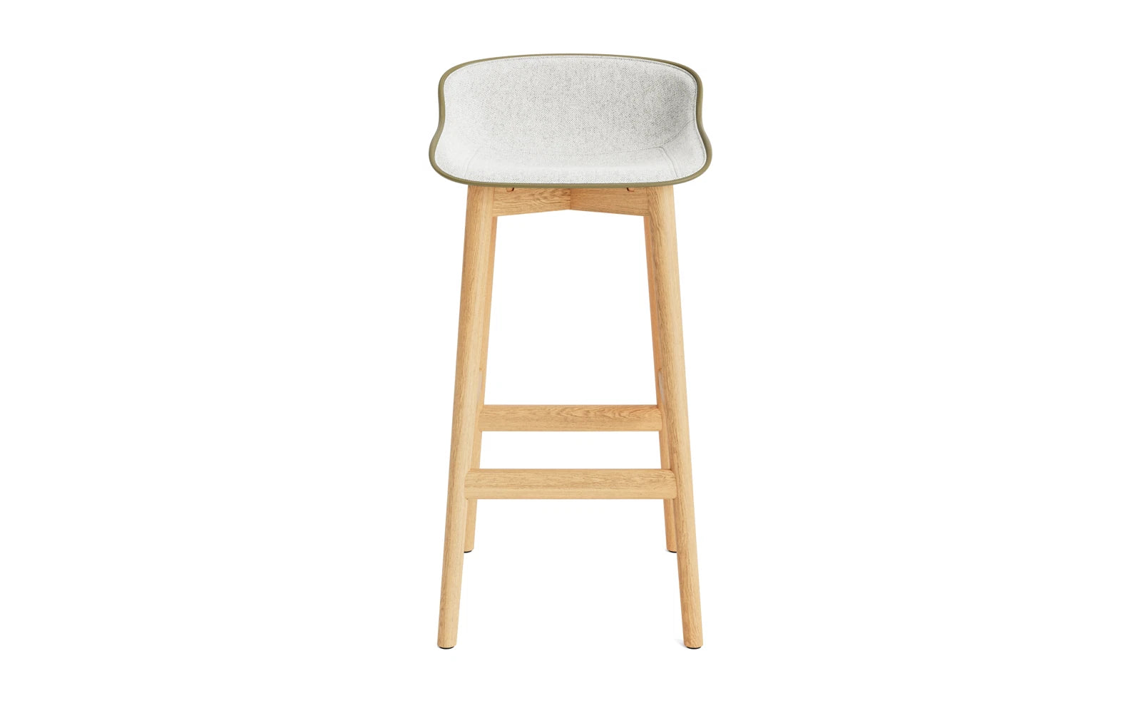Eleganter Hyg Barhocker mit 75 cm Höhe, gefertigt aus Eiche olive und ausgestattet mit hochwertiger Hallingdal-Polsterung, perfekt für stilvolle Wohnräume.
