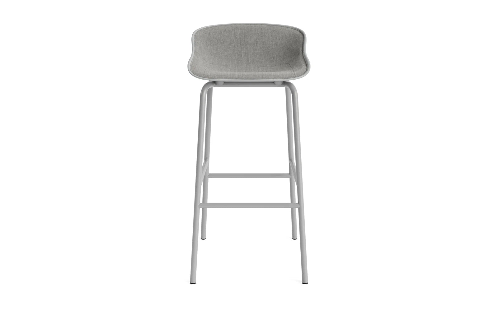 Stylischer Hyg Barhocker 75 cm in Grau mit Frontpolster und Stahlgestell – ideal für moderne Bars und Essbereiche.
