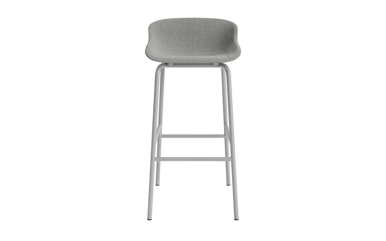 Eleganter Hyg Barhocker von Normann Copenhagen, 75 cm hoch, mit stilvollem grauen Polster und stabiler Stahlkonstruktion für jeden modernen Raum.