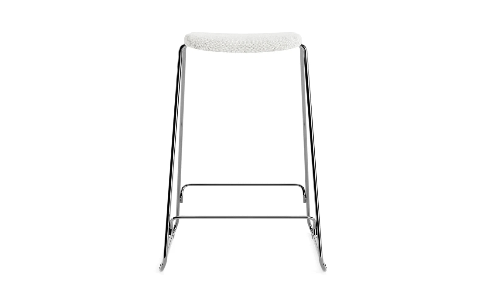 Stylischer Just Barhocker mit 65 cm Höhe, gepolstert und mit robustem Chromgestell, bezogen mit edlem Hallingdal-Stoff für modernen Komfort.