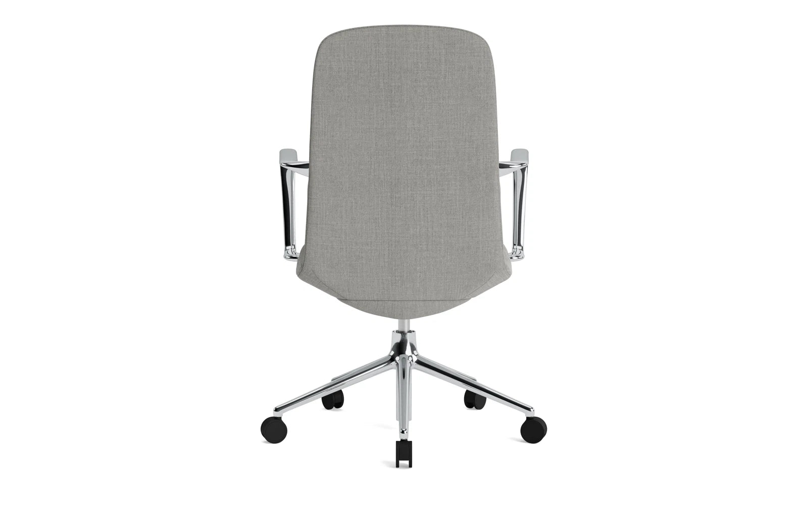 Entdecken Sie den Off Armchair von Normann Copenhagen: Ein stilvoller, niedriger Arbeitsstuhl mit Drehgestell, der Komfort und Funktionalität perfekt kombiniert.