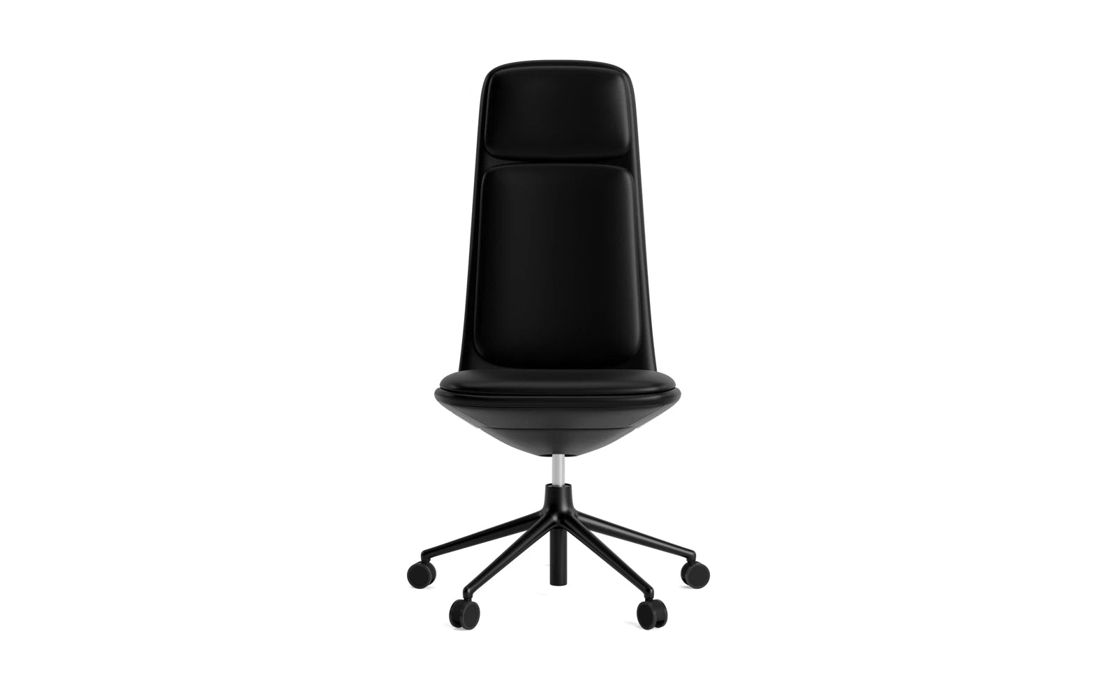 Entdecken Sie den Off Chair hoch 5W Gaslift in elegantem Schwarz von Normann Copenhagen – der perfekte Bürostuhl für Stil und Komfort.