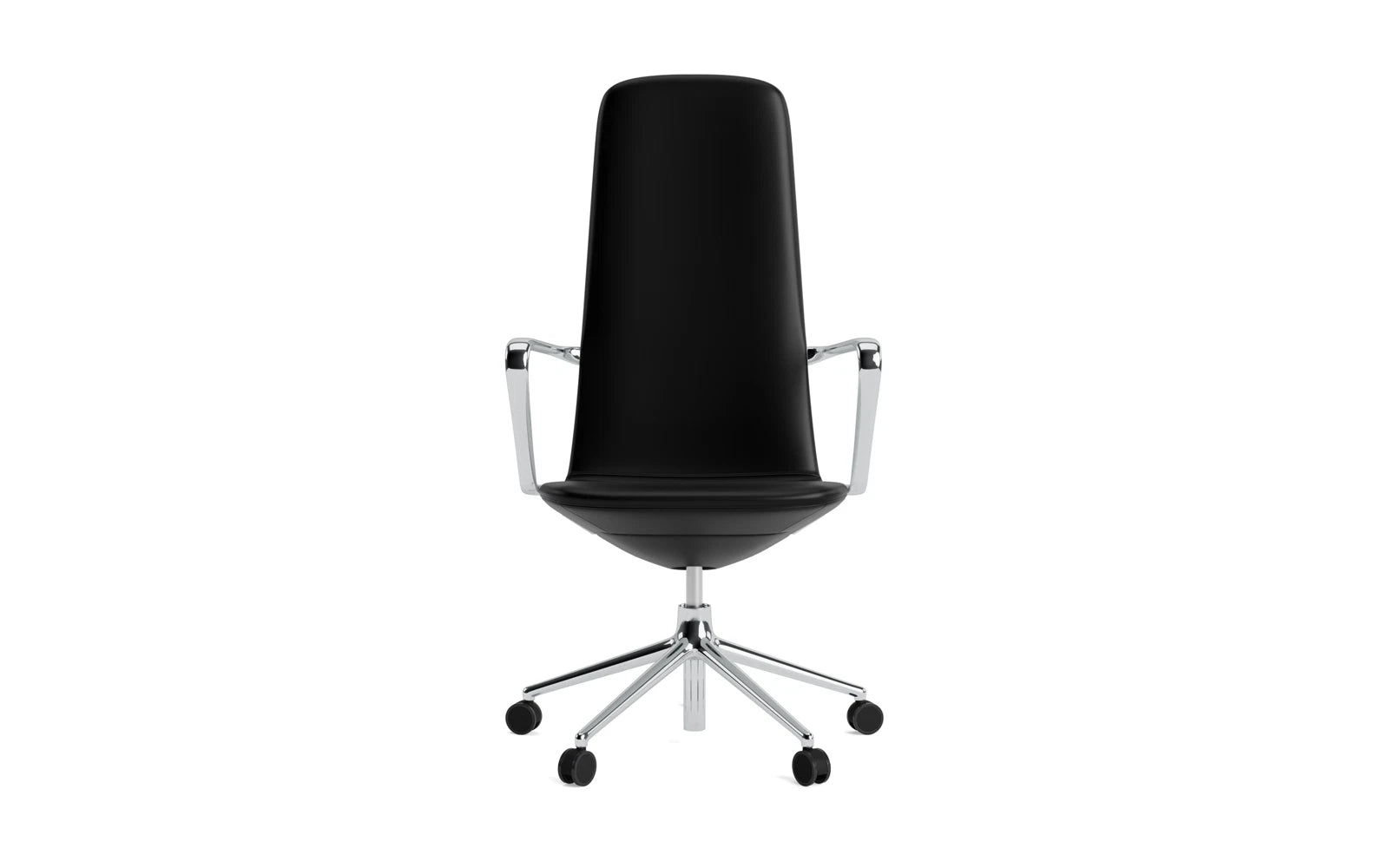 Entdecken Sie den Off Armchair Hoch von Normann Copenhagen – ein stilvoller Bürostuhl mit Drehgestell, Rollen und Gaslift für höchsten Komfort.
