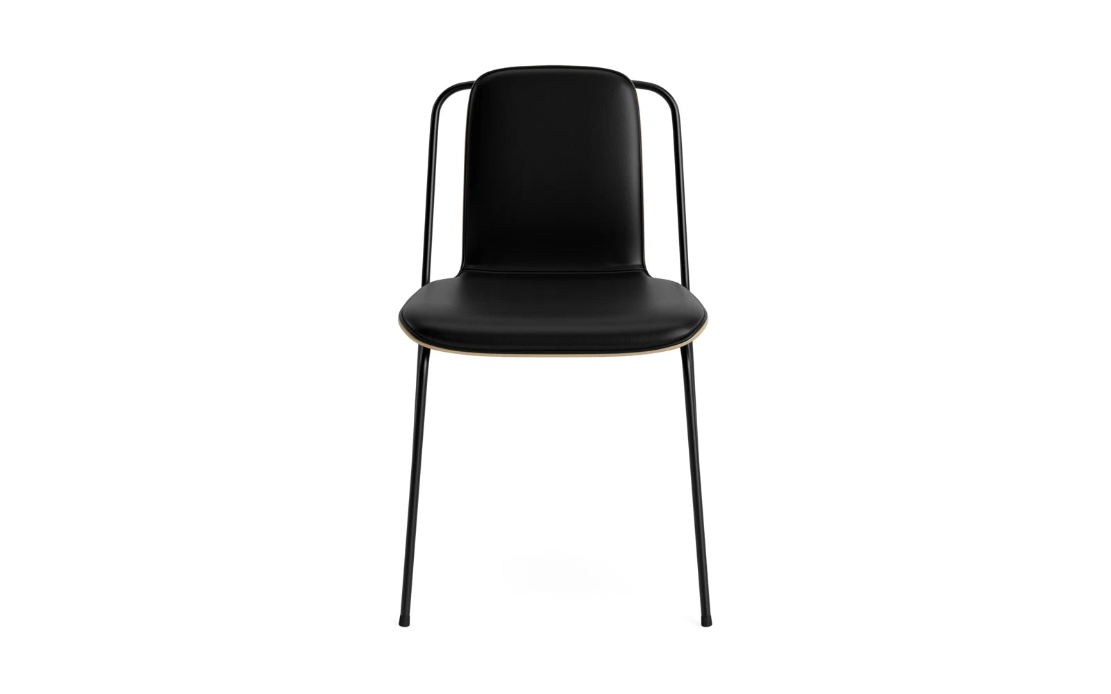 Stylischer Studio Stuhl mit schwarzem Stahlgestell und hochwertigem Ultra Leder, kombiniert mit edlem Eichenholz von Normann Copenhagen.