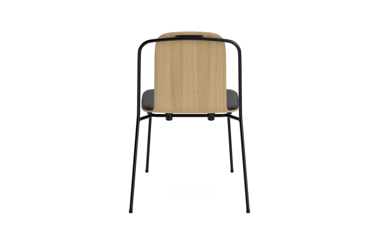 Stylischer Studio Stuhl in Schwarz mit stabiler Stahlkonstruktion, hochwertigem Ultra Leder und eleganten Eichelementen – ein Must-Have für modernes Interieur.