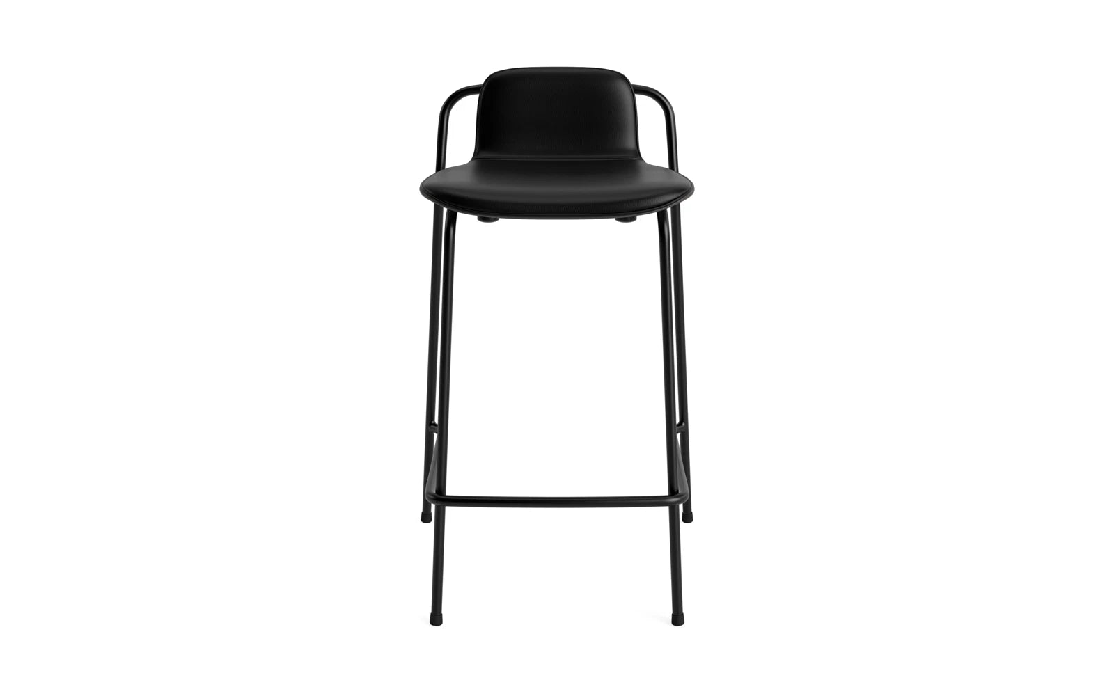 Entdecken Sie den eleganten Studio Barstuhl 65 cm von Normann Copenhagen. Mit seinem stilvollen Design aus schwarzem Stahl und komfortablem Frontpolster ist er ideal für moderne Räume.