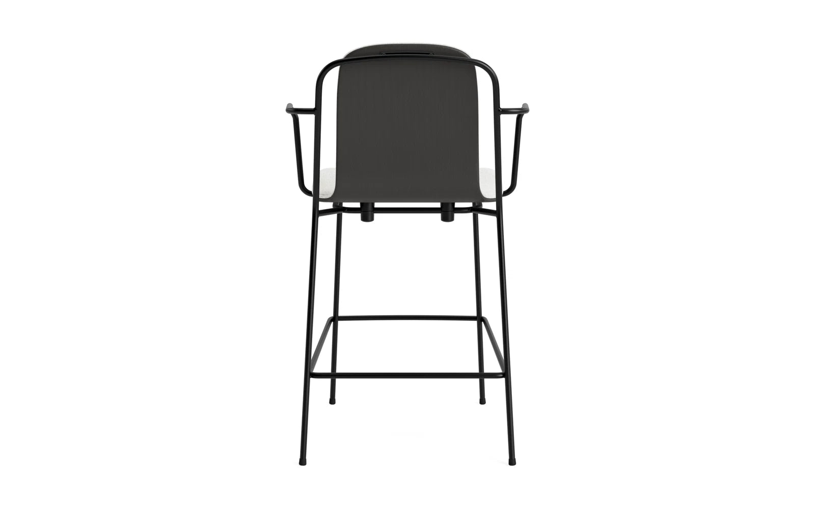 Eleganter Barstuhl mit 65 cm Höhe, schwarzem Hallingdal-Polster und robustem Stahlgestell – ideal für stilvolle Innenräume.