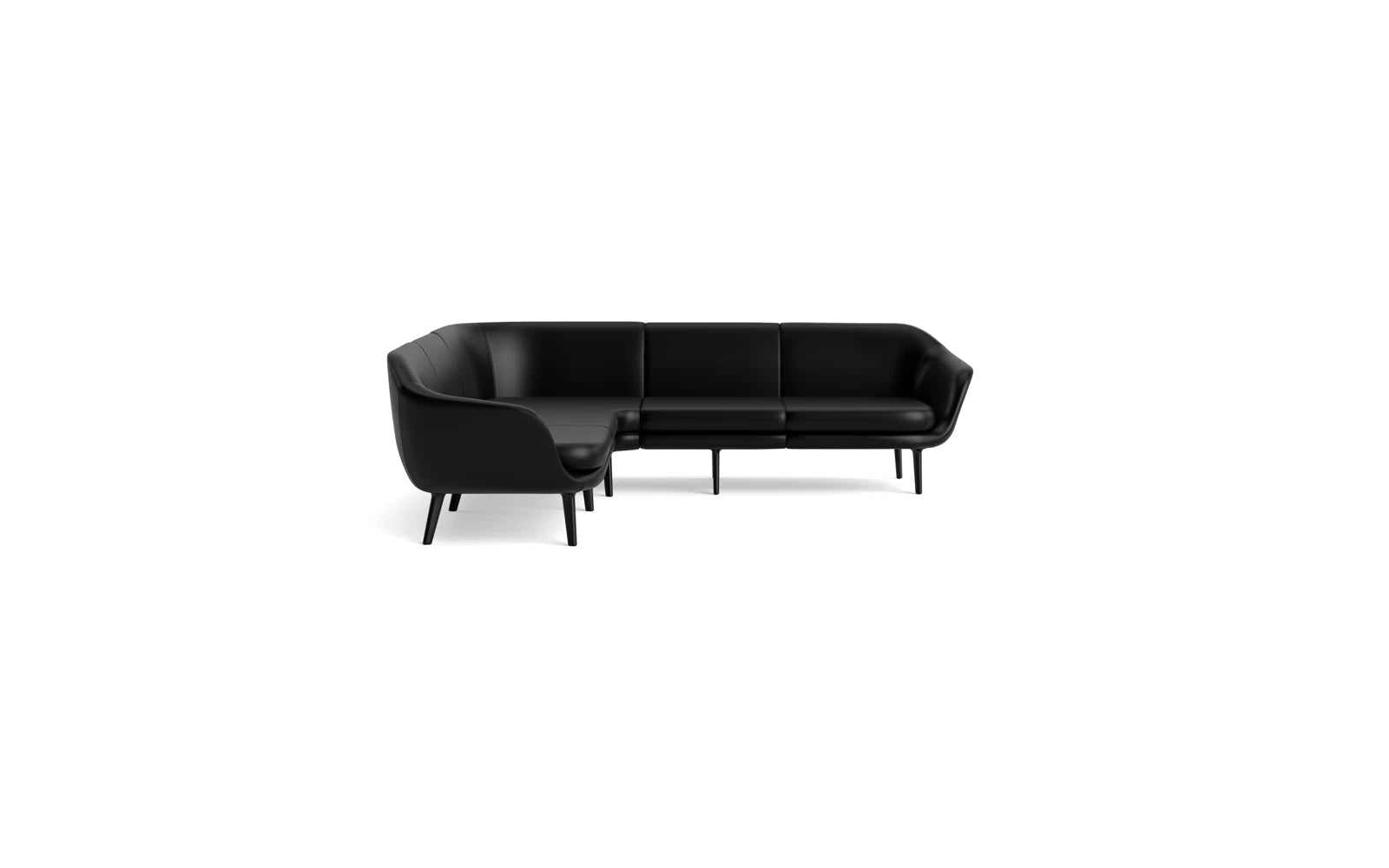 Modernes 4-Sitzer-Ecksofa Sum von Normann Copenhagen, gefertigt aus schwarzem Aluminium, ideal für stilvolle Wohnräume.