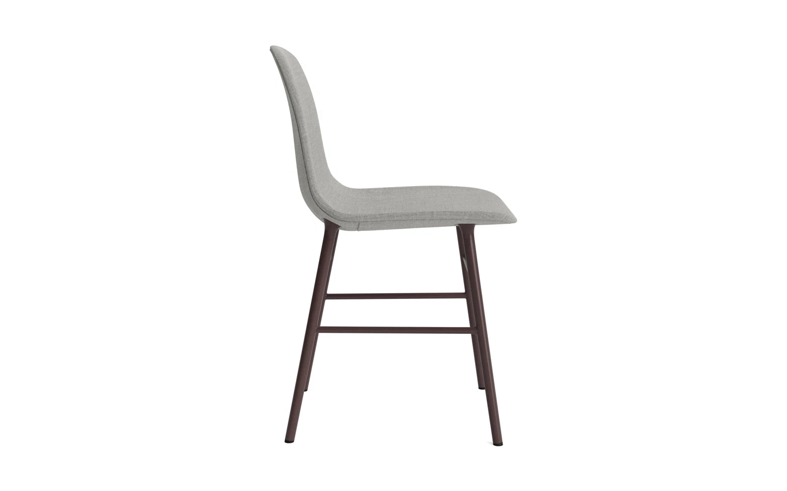 Entdecken Sie den eleganten Form Stuhl in Braun mit gepolsterter Sitzfläche und robustem Stahlgestell – eine perfekte Ergänzung für jedes moderne Interieur.