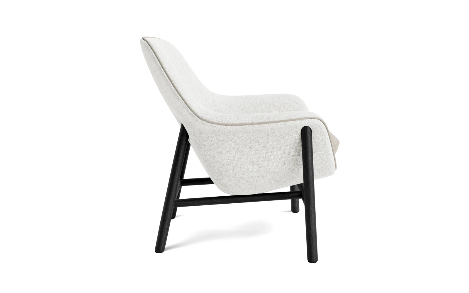 Moderner Drape Lounge Sessel von Normann Copenhagen, der durch seine geschwungene Form und komfortablen Armlehnen zum Entspannen einlädt.