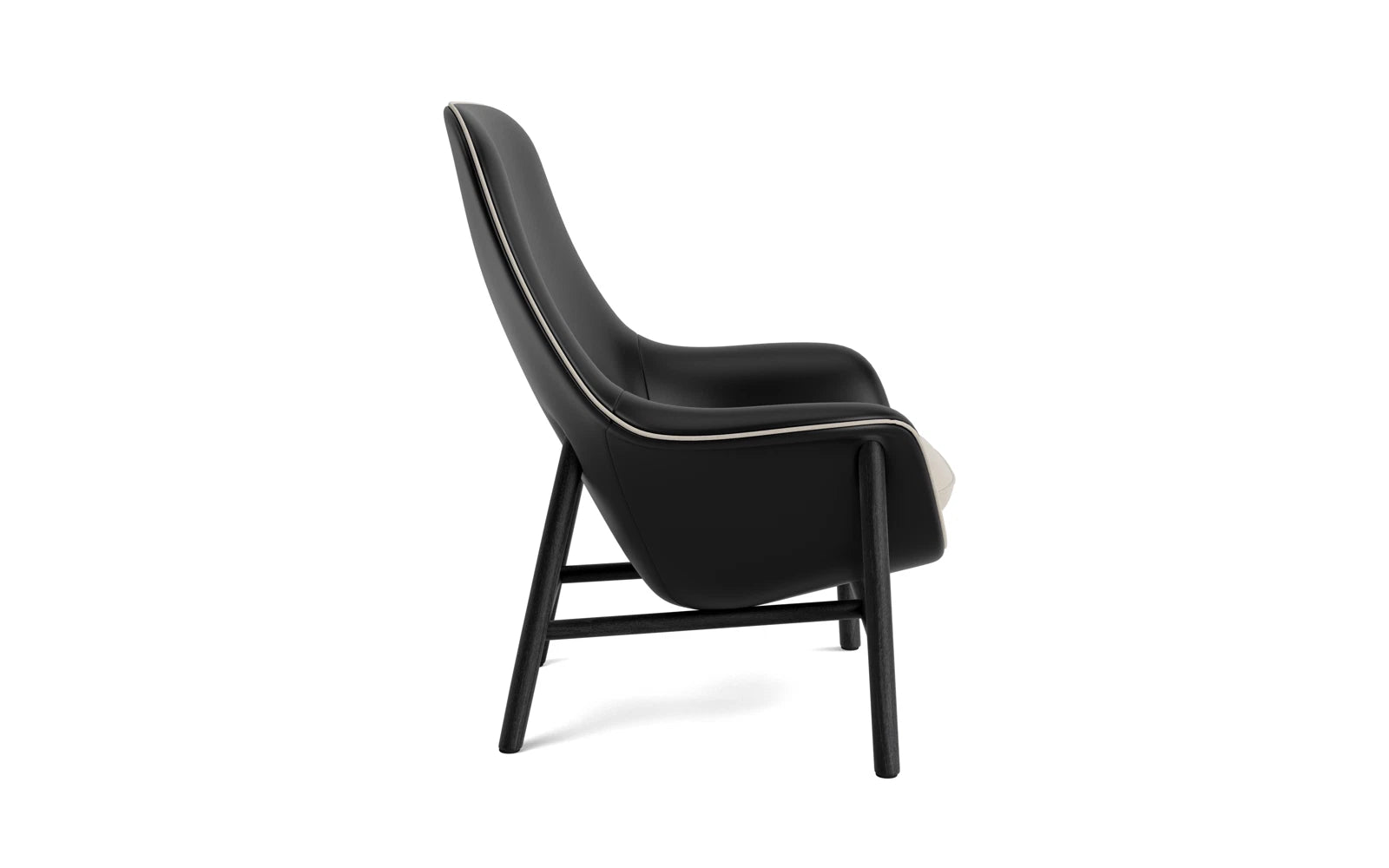 Eleganter Drape Lounge-Sessel aus hoch schwarzer Eiche Ultra von Normann Copenhagen – perfekter Mix aus modernem Stil und Gemütlichkeit.