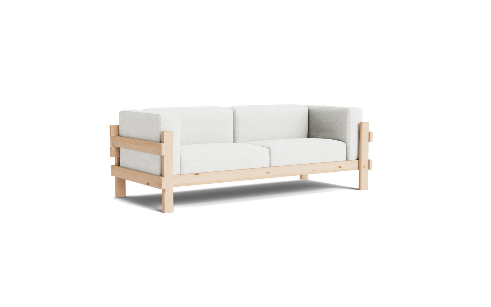 Elegantes Kube Sofa mit Platz für drei Personen, gefertigt aus robustem Kiefernholz, ideal für stilvolle Wohnräume.