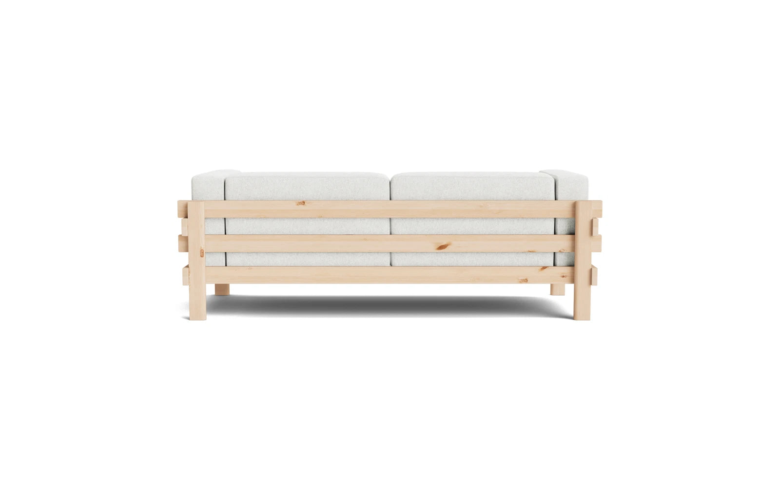 Elegantes Kube Sofa mit drei Sitzen aus Kiefernholz, ideal für einladende Wohnräume und zeitgemäße Designs.