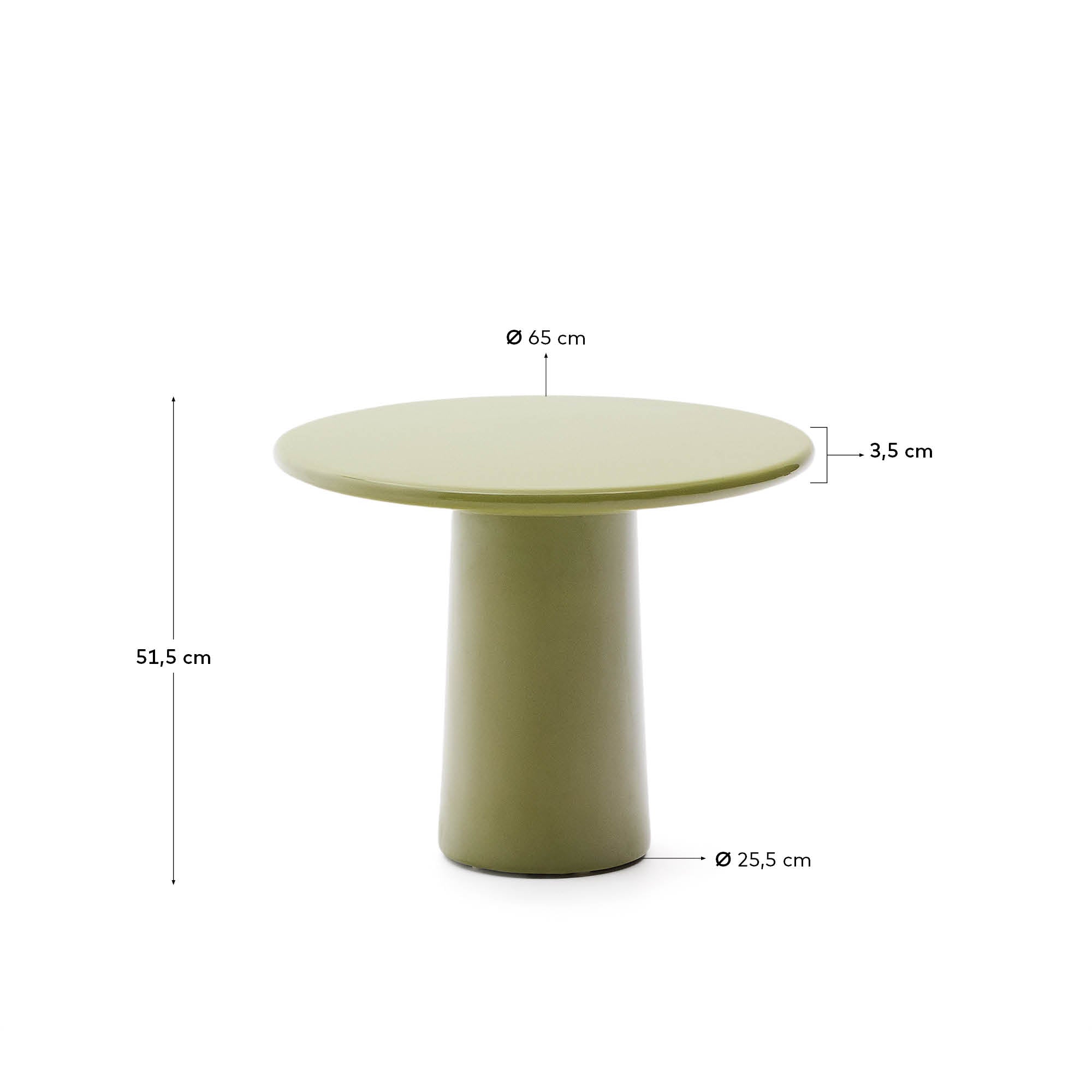 Einzigartiger Couchtisch Albanella aus wetterfestem Zement mit strahlend grünem Finish, Ø 65 cm – perfekt für stilvolle Outdoor-Oasen.