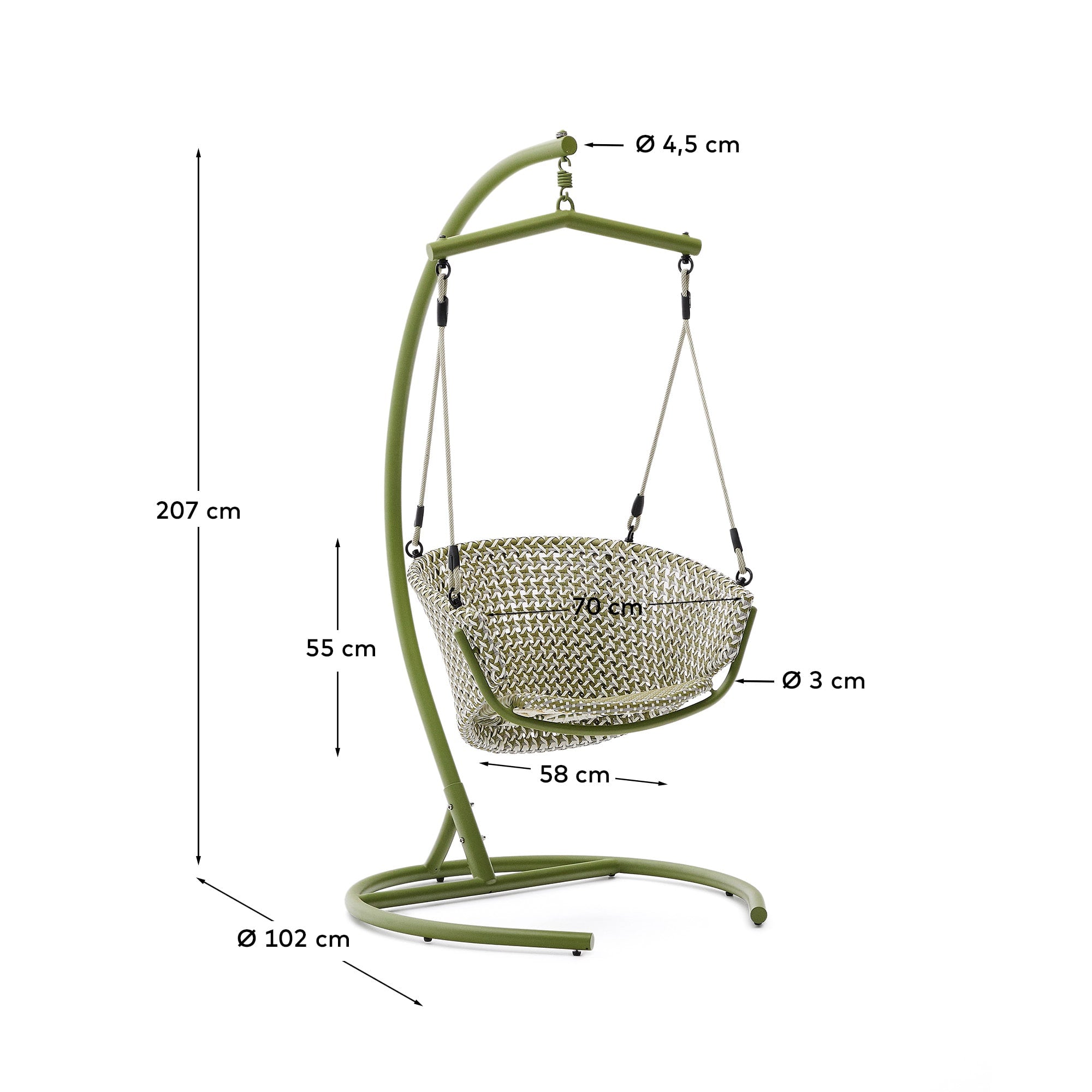 Genieße den Hängesessel Saliga in frischem Grün! Langlebig, komfortabel und ideal für entspannte Stunden im Garten oder auf der Terrasse.