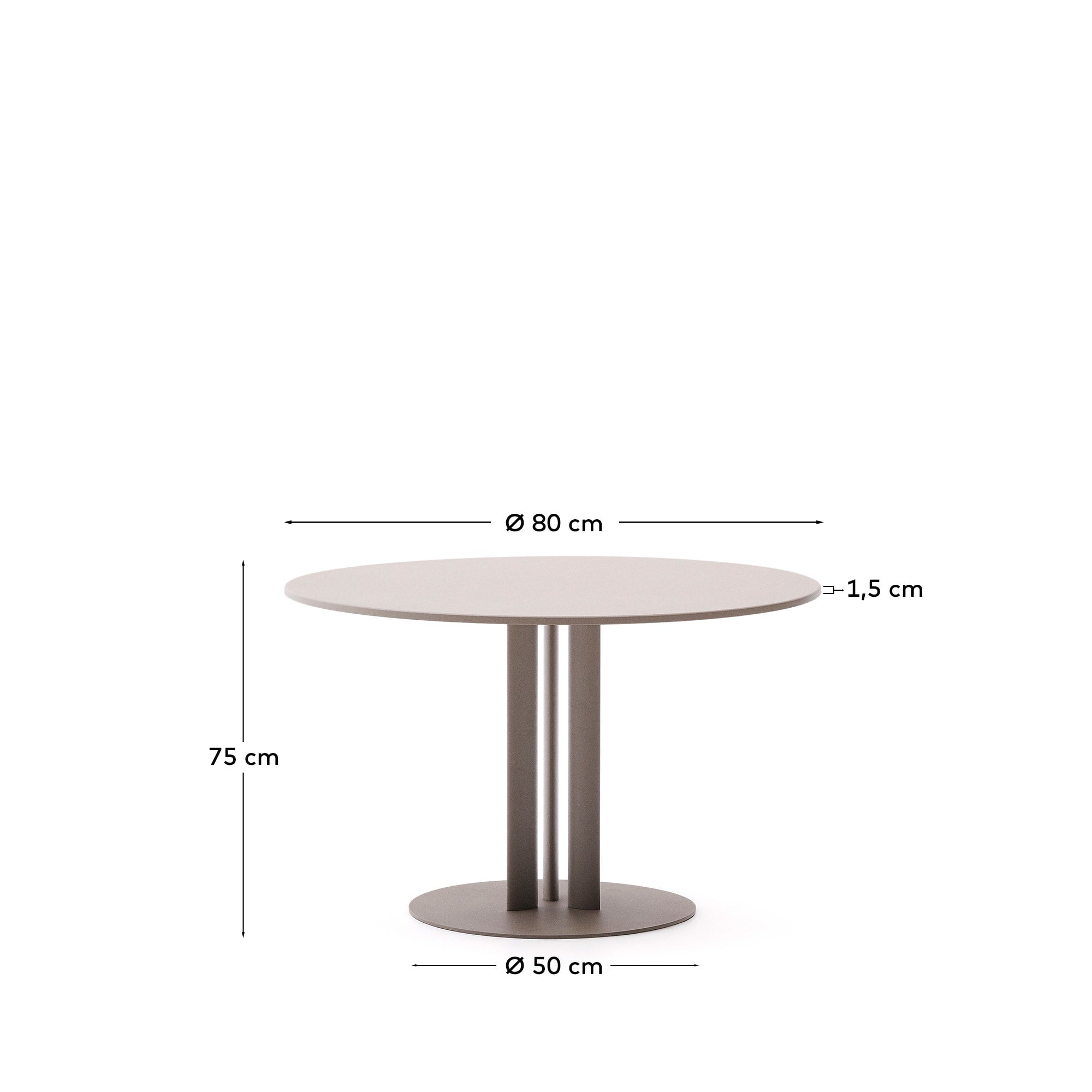 Der runde Outdoor-Tisch Sedalis vereint elegantes Design mit Funktionalität. Ideal für kleine Außenbereiche, wetterfest und pflegeleicht.
