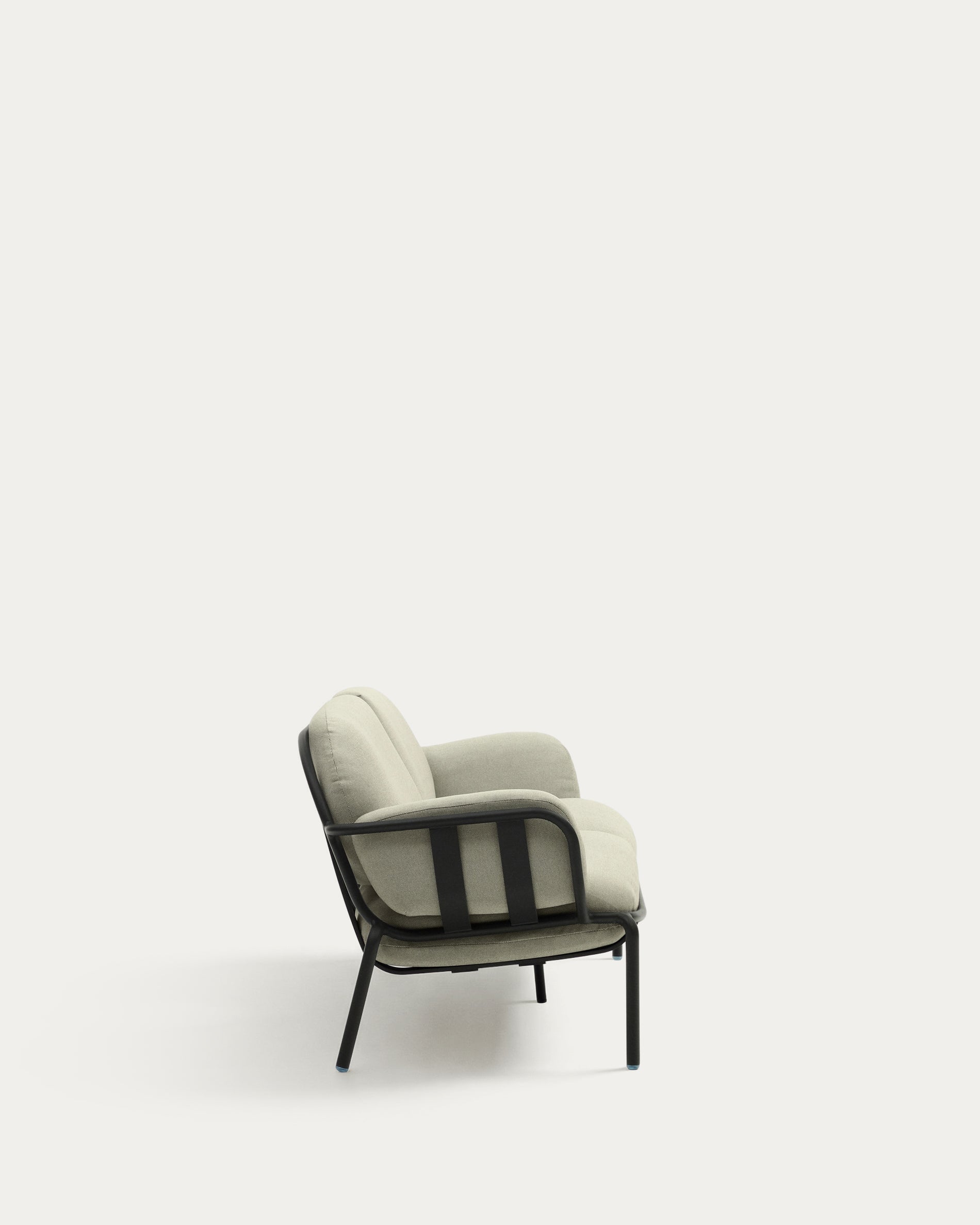 Elegantes 3-Sitzer-Sofa Joncols für den Außenbereich, aus robustem Aluminium mit beigem Bezug und grauem Finish, perfekt für entspannte Stunden im Freien.